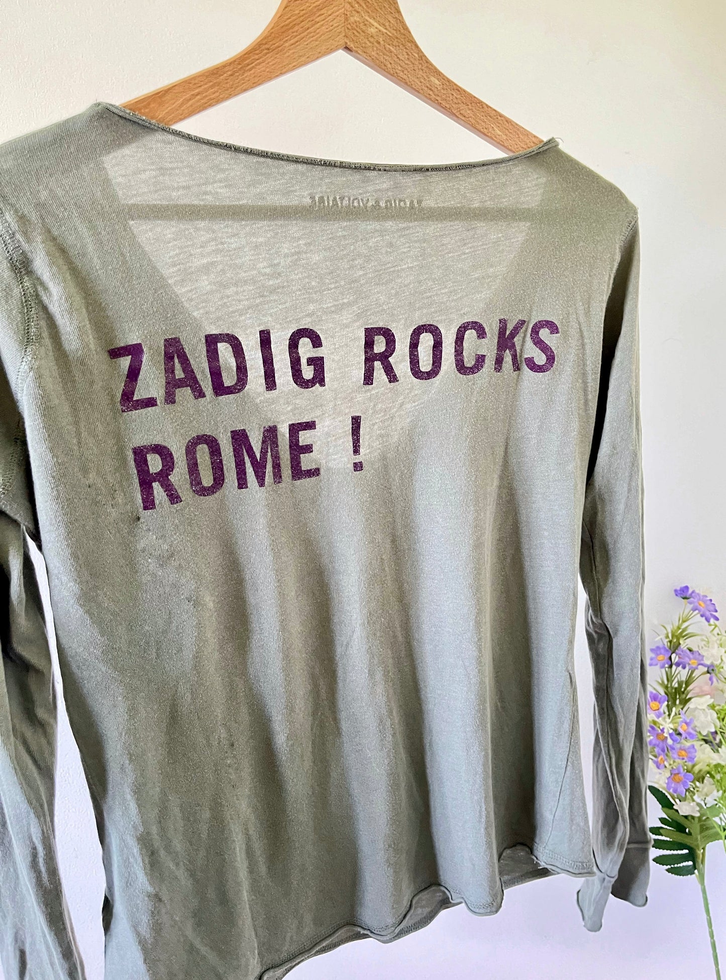 T-shirt manches longues kaki inscriptions au dos Zadig & Voltaire - XS