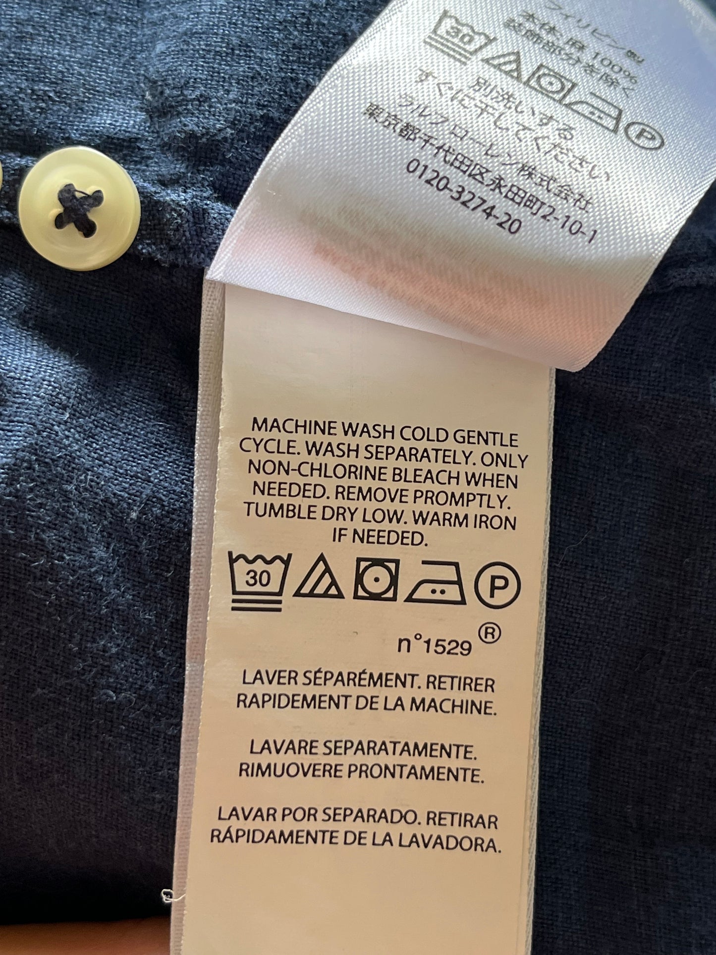 Chemise en lin bleu marine Ralph Lauren - S homme / M femme