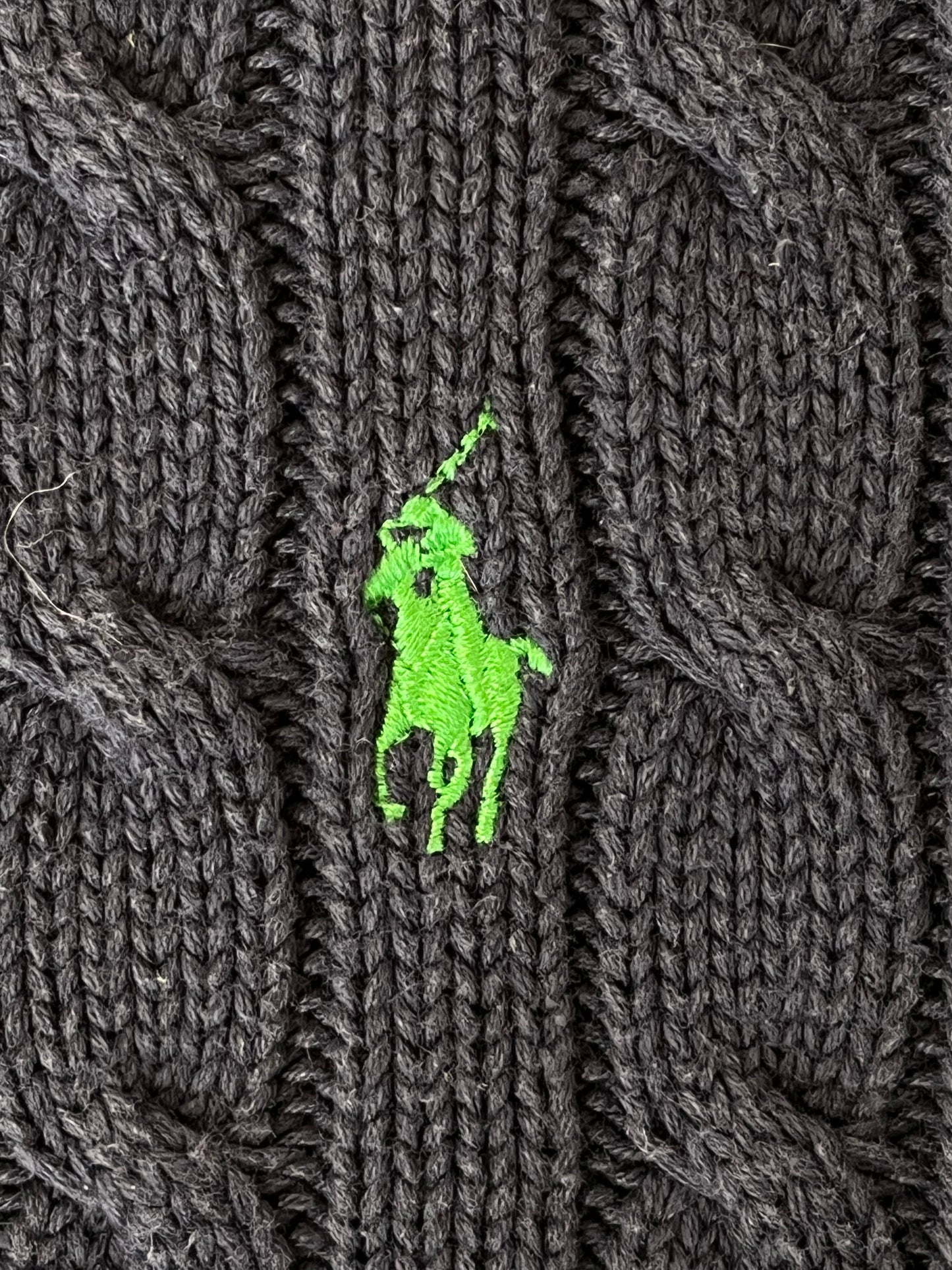 Pull torsadé bleu marine customisé Ralph Lauren - S