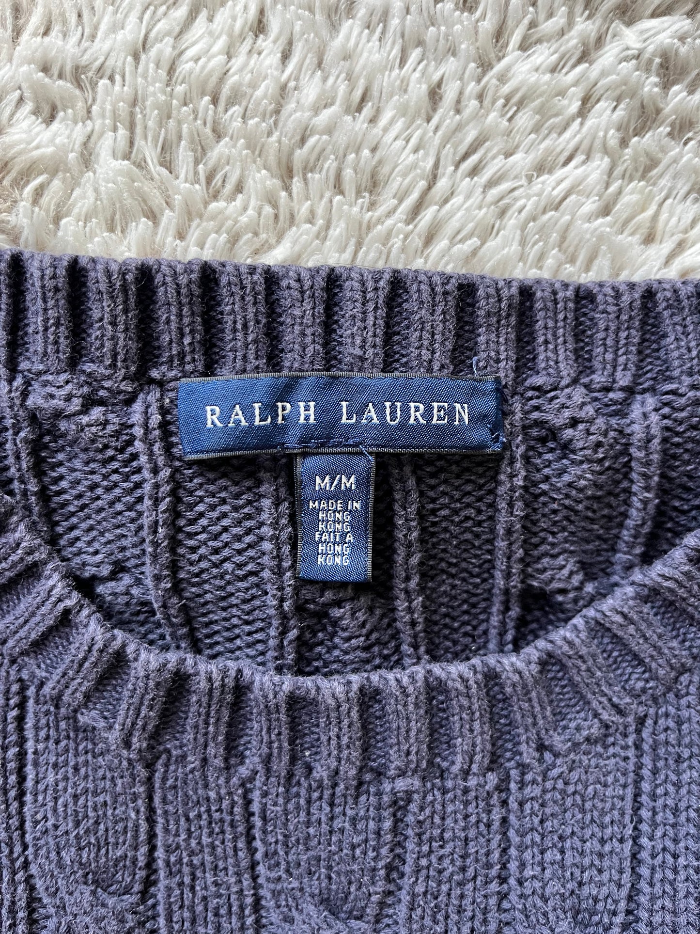 Pull torsadé Ralph Lauren bleu marine - M et L
