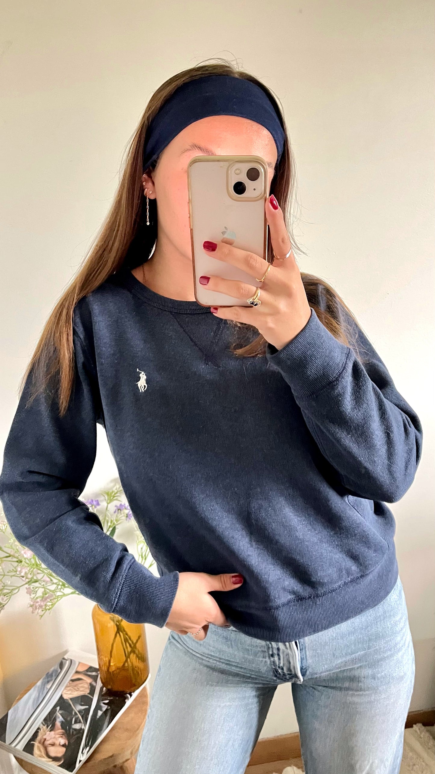 Sweat col rond marine Ralph Lauren - S