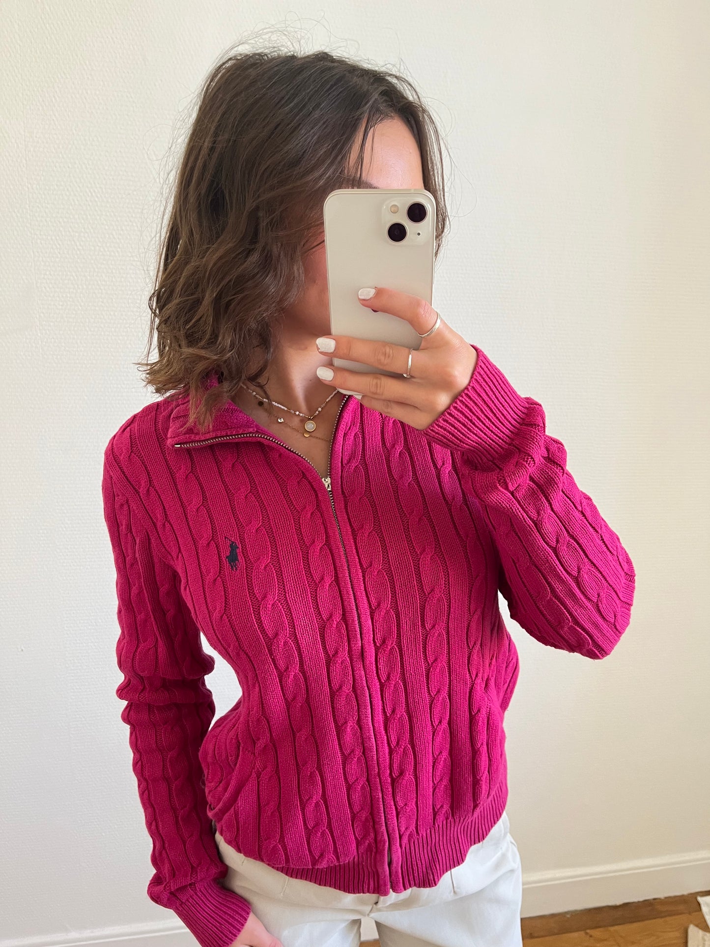 Veste torsadé rose Ralph Lauren - XL
