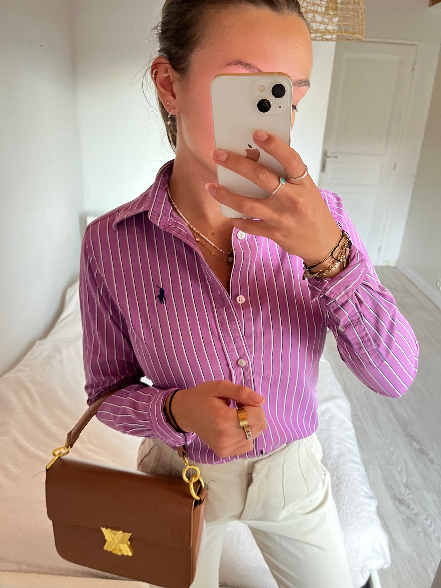 Chemise rayée violette Ralph Lauren - XS
