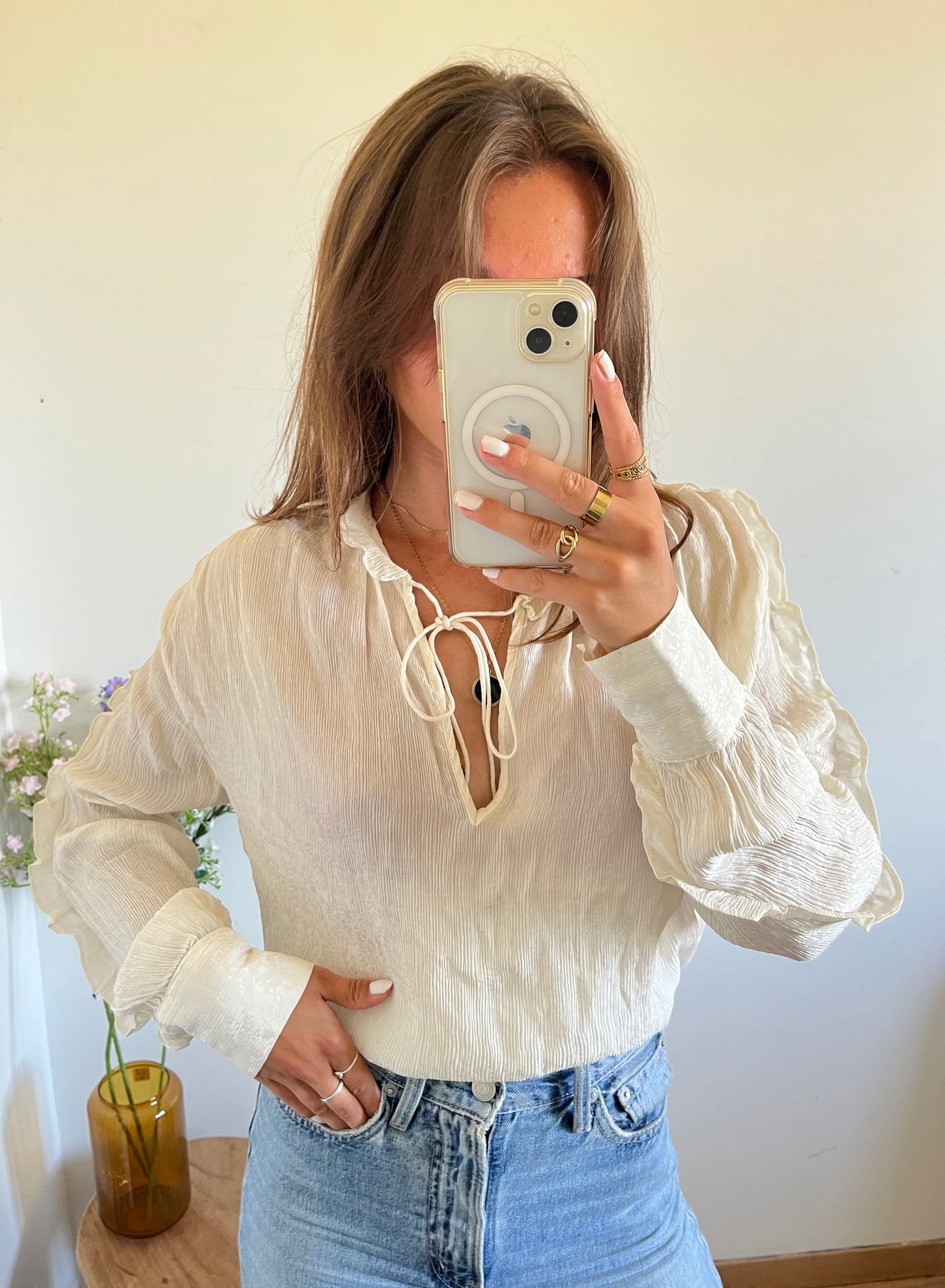 Blouse en soi légère beige The Kooples - M