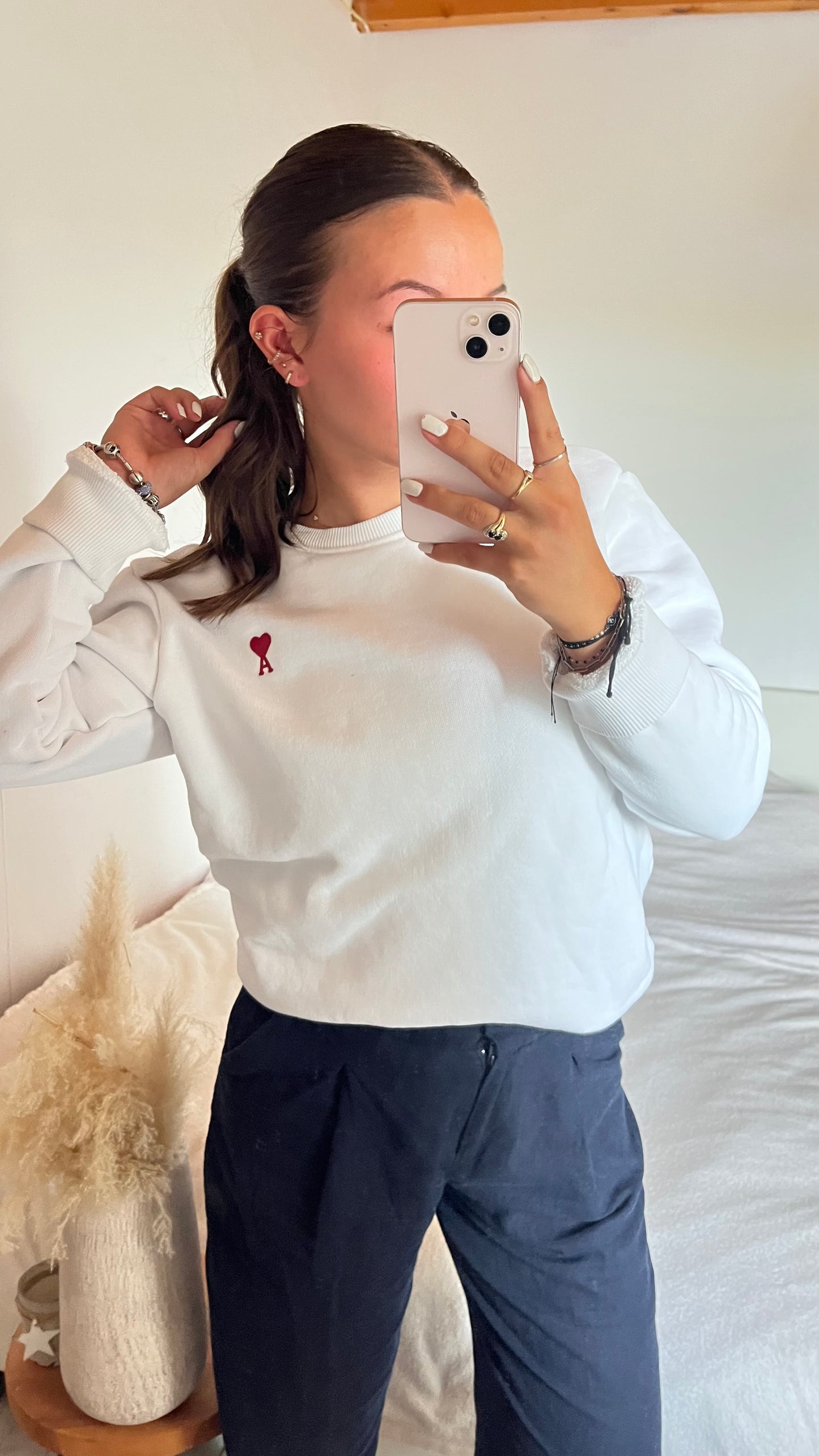Pull col rond blanc Ami Paris - M