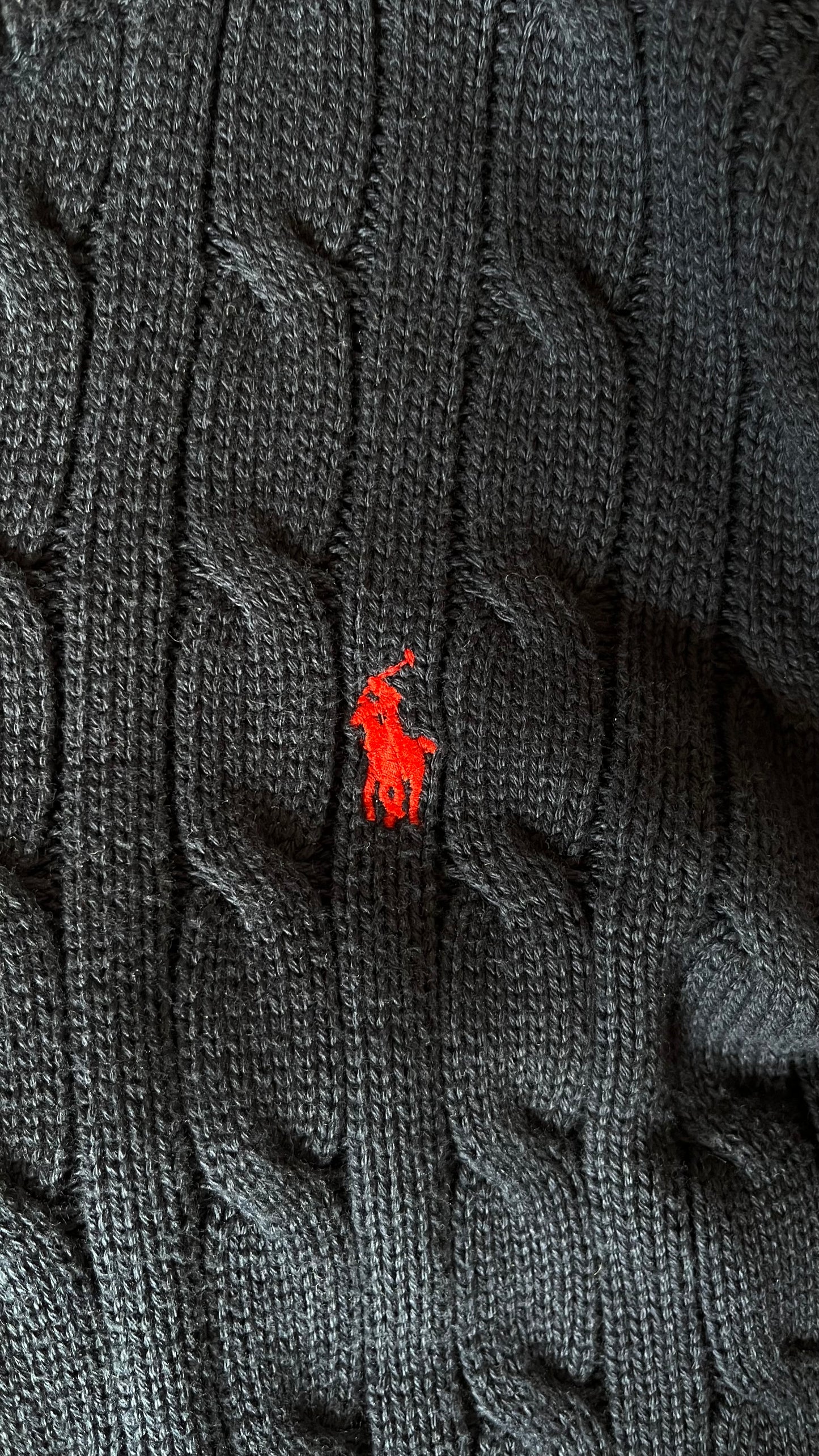 Pull torsadé demi-zippé marine Ralph Lauren - S