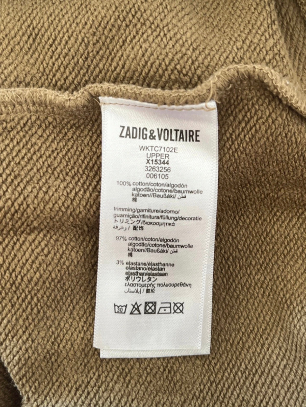Sweat col rond kaki Zadig & Voltaire - XS