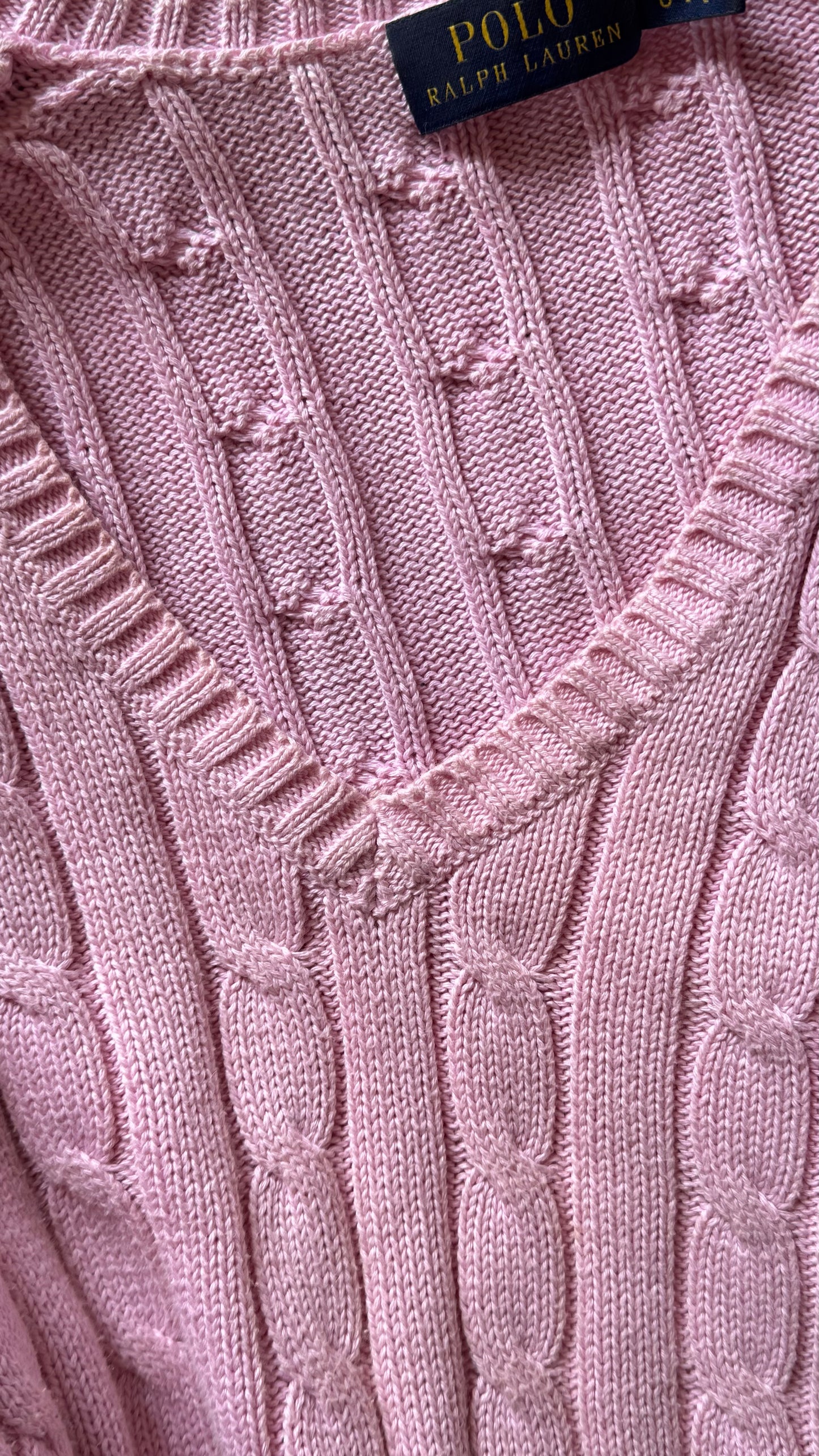 Pull torsadé rose pastel Ralph Lauren - L