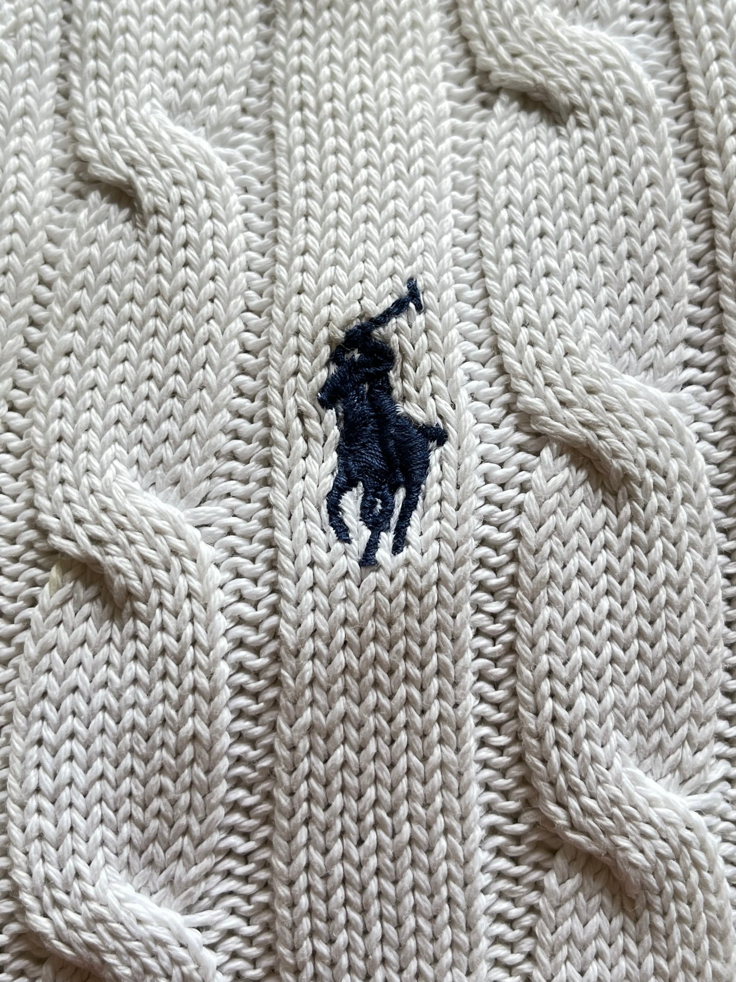 Pull col V torsadé blanc Ralph Lauren - M
