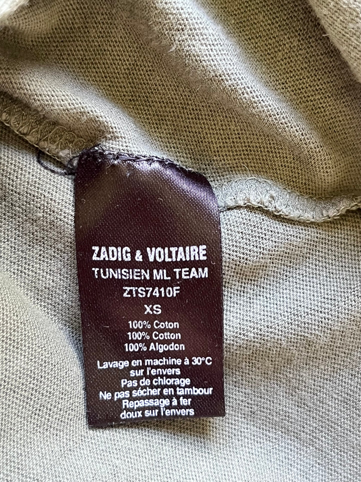 T-shirt manches longues kaki inscriptions au dos Zadig & Voltaire - XS