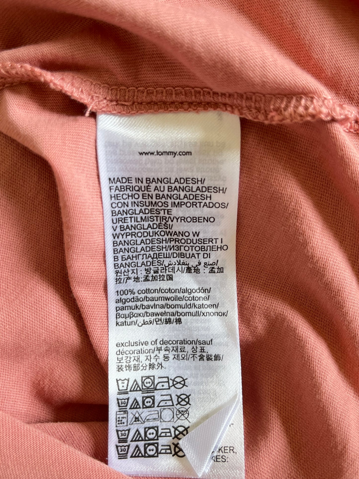 T-shirt col rond saumon Tommy Hilfiger - XS