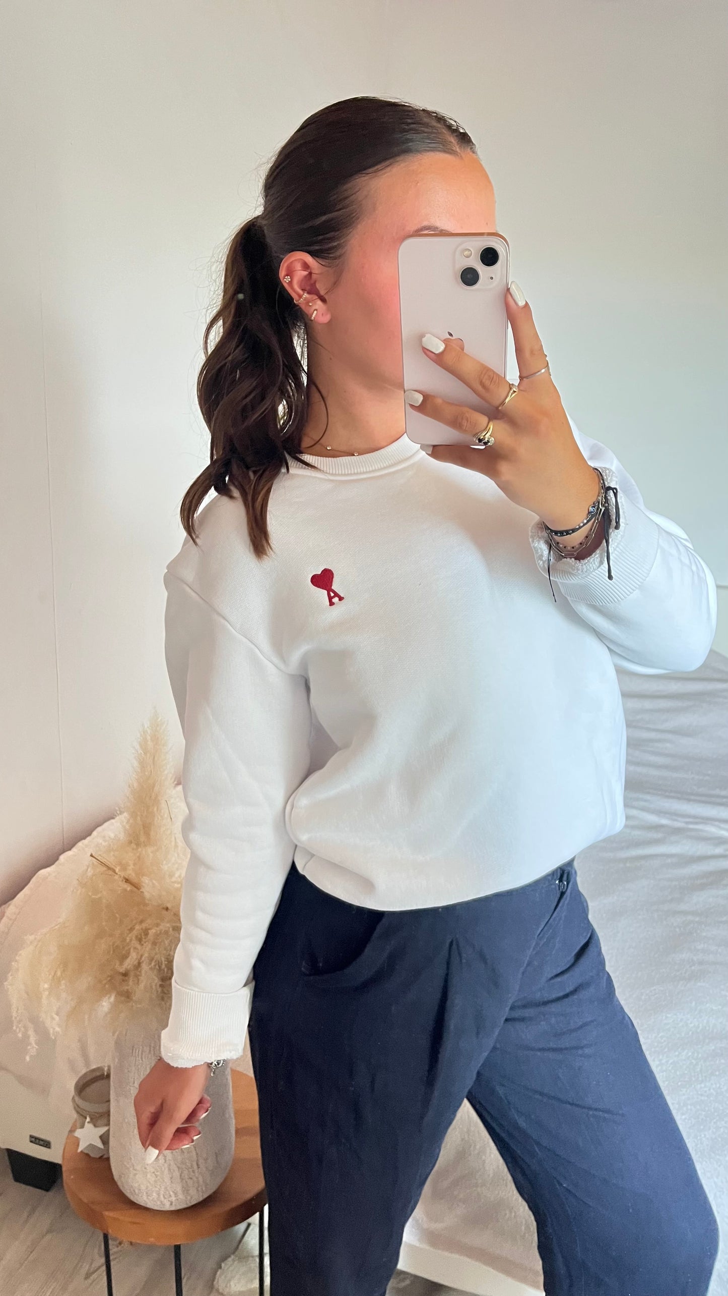 Pull col rond blanc Ami Paris - M