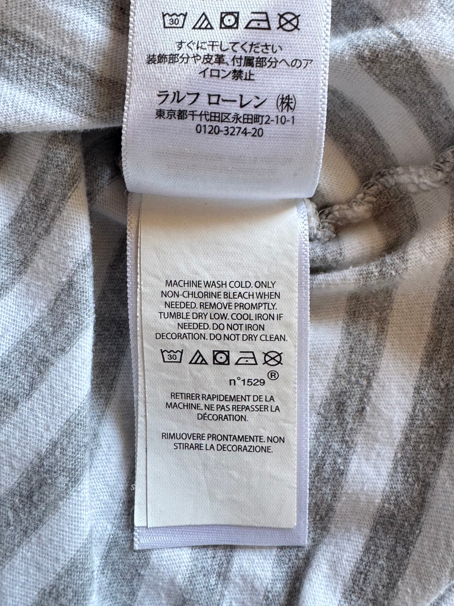 T-shirt marinière gris Ralph Lauren - S