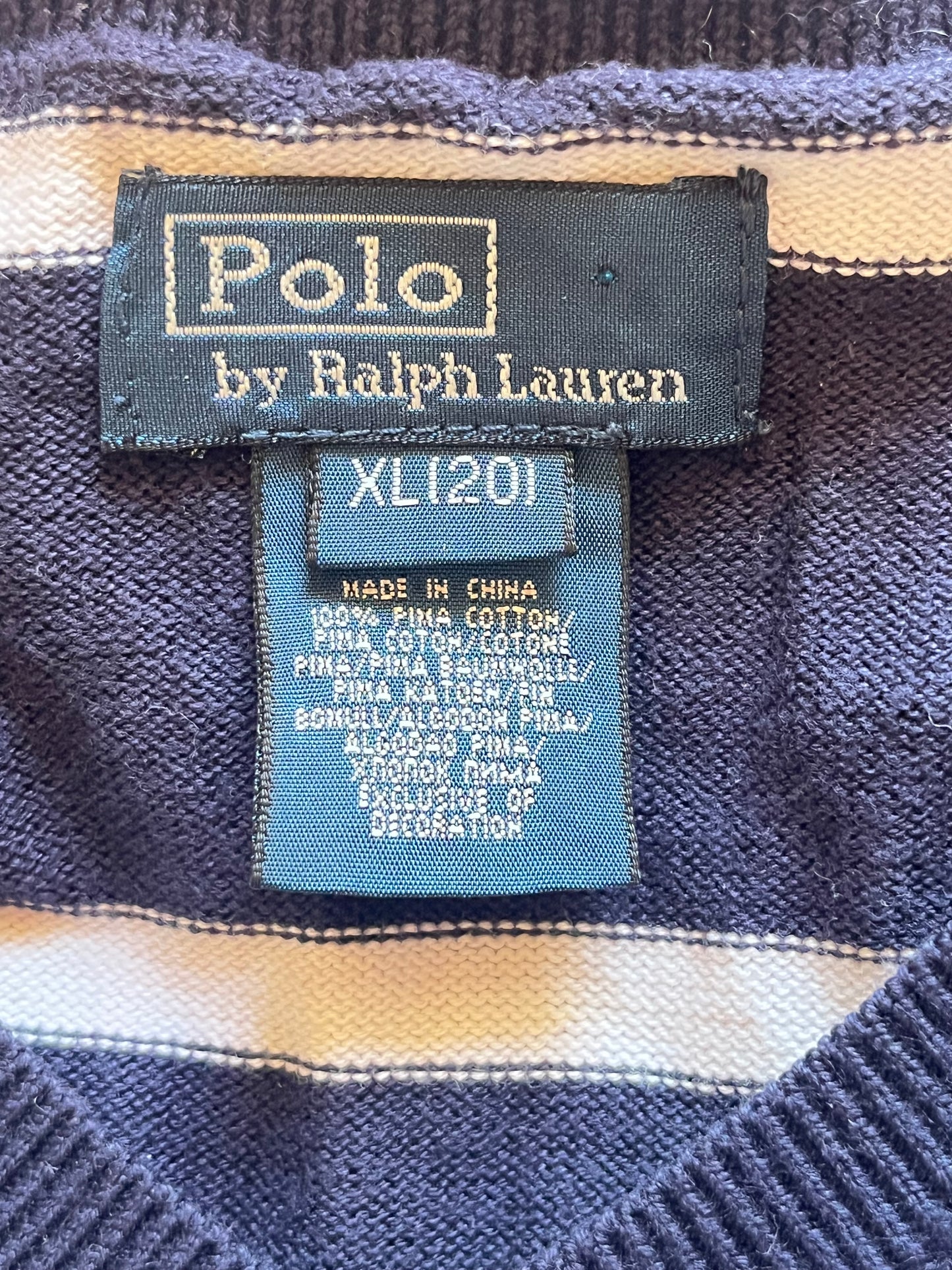 Pull col V rayé Ralph Lauren - S
