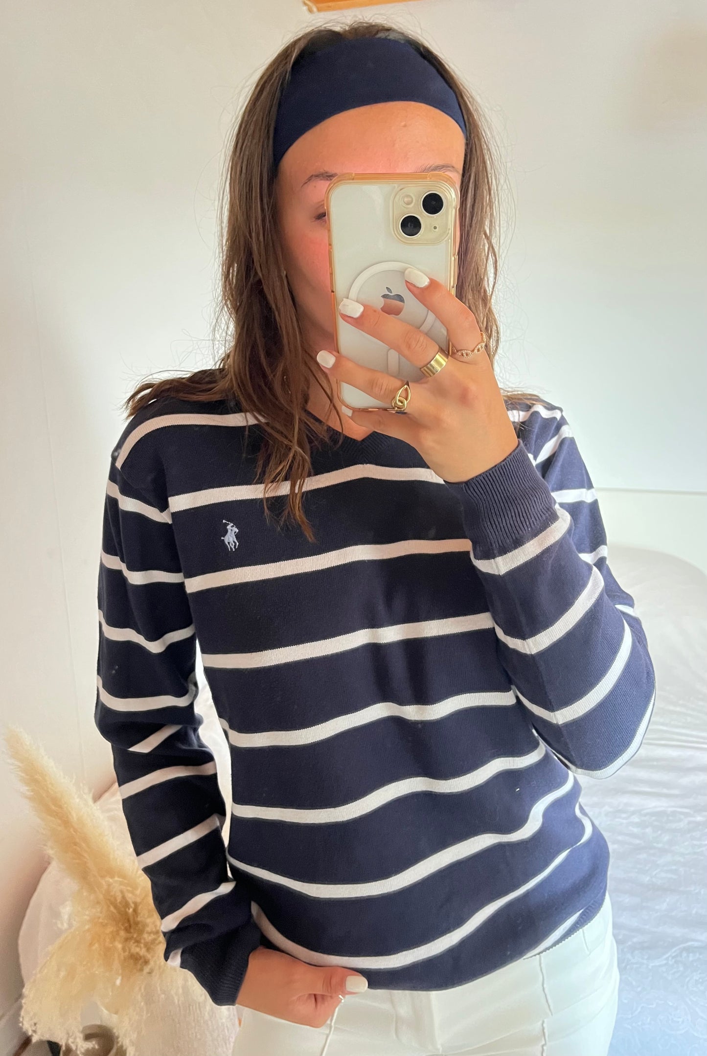 Pull col V rayé Ralph Lauren - S