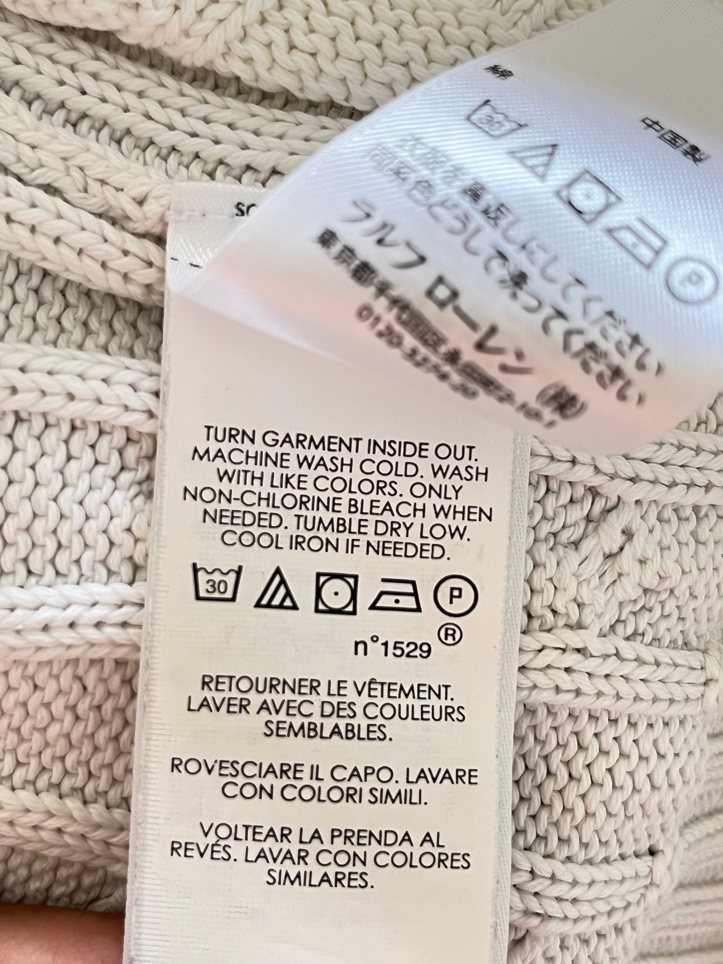 Pull col V torsadé blanc Ralph Lauren - M