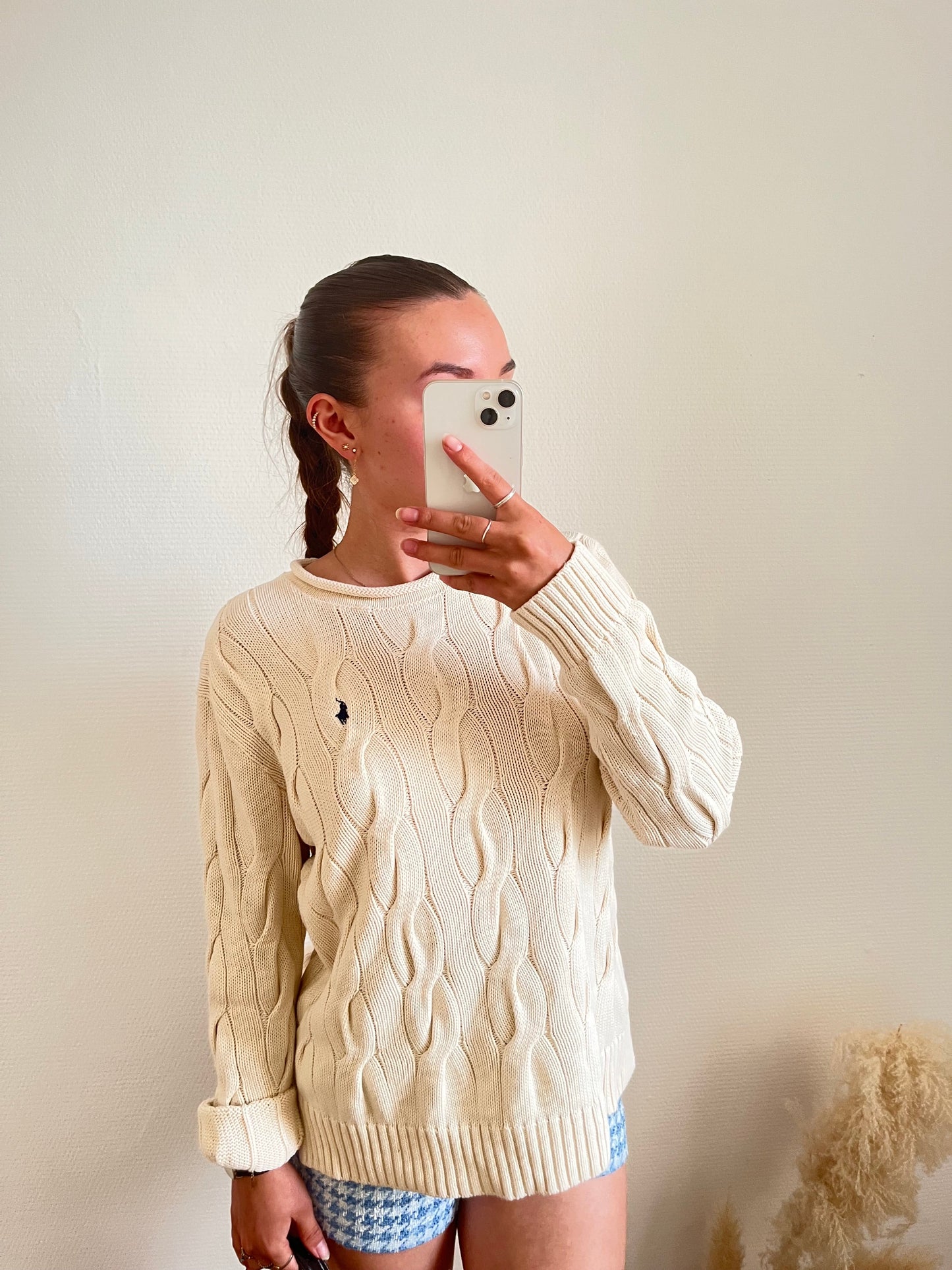 Pull torsadé blanc Ralph Lauren - S