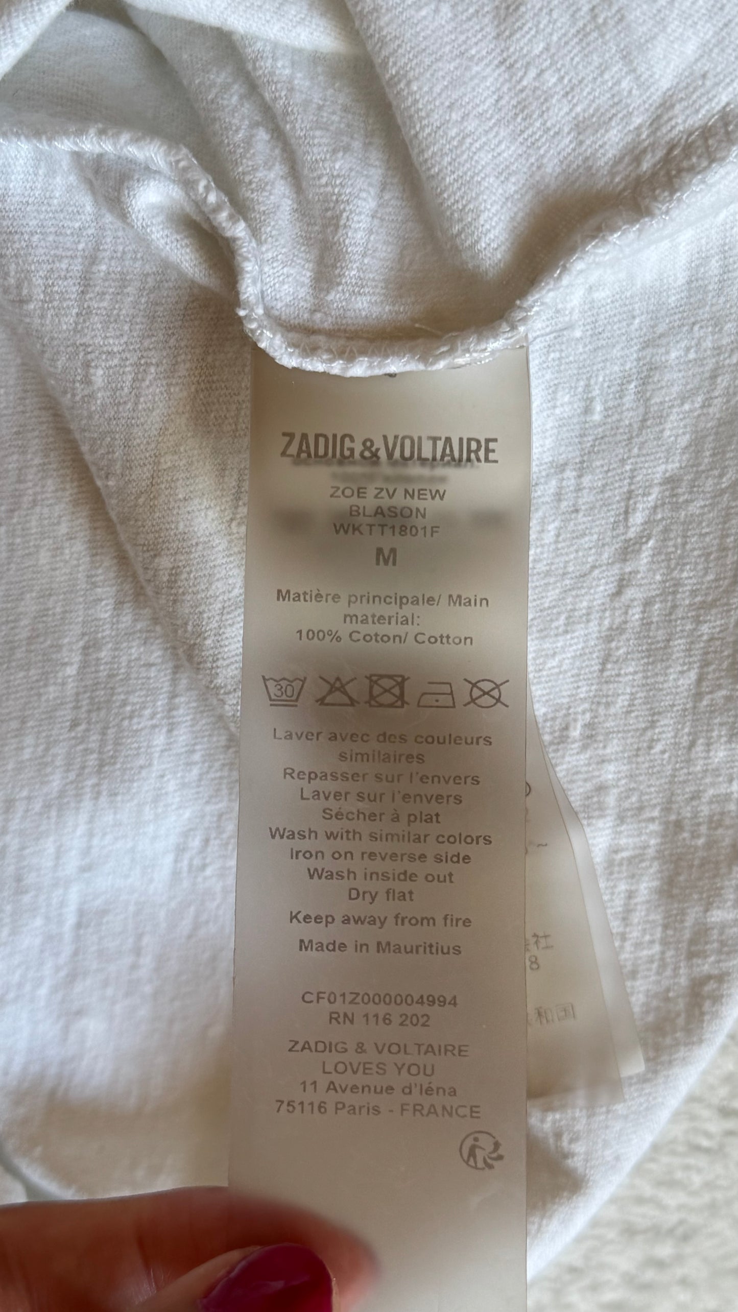 T-shirt blanc et bleu Zadig & Voltaire - M
