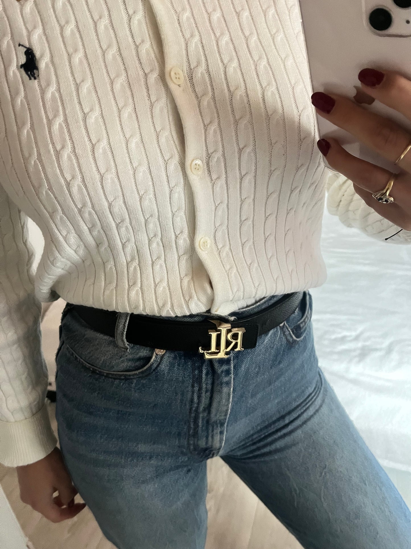 Ceinture noir en cuir RL - TU