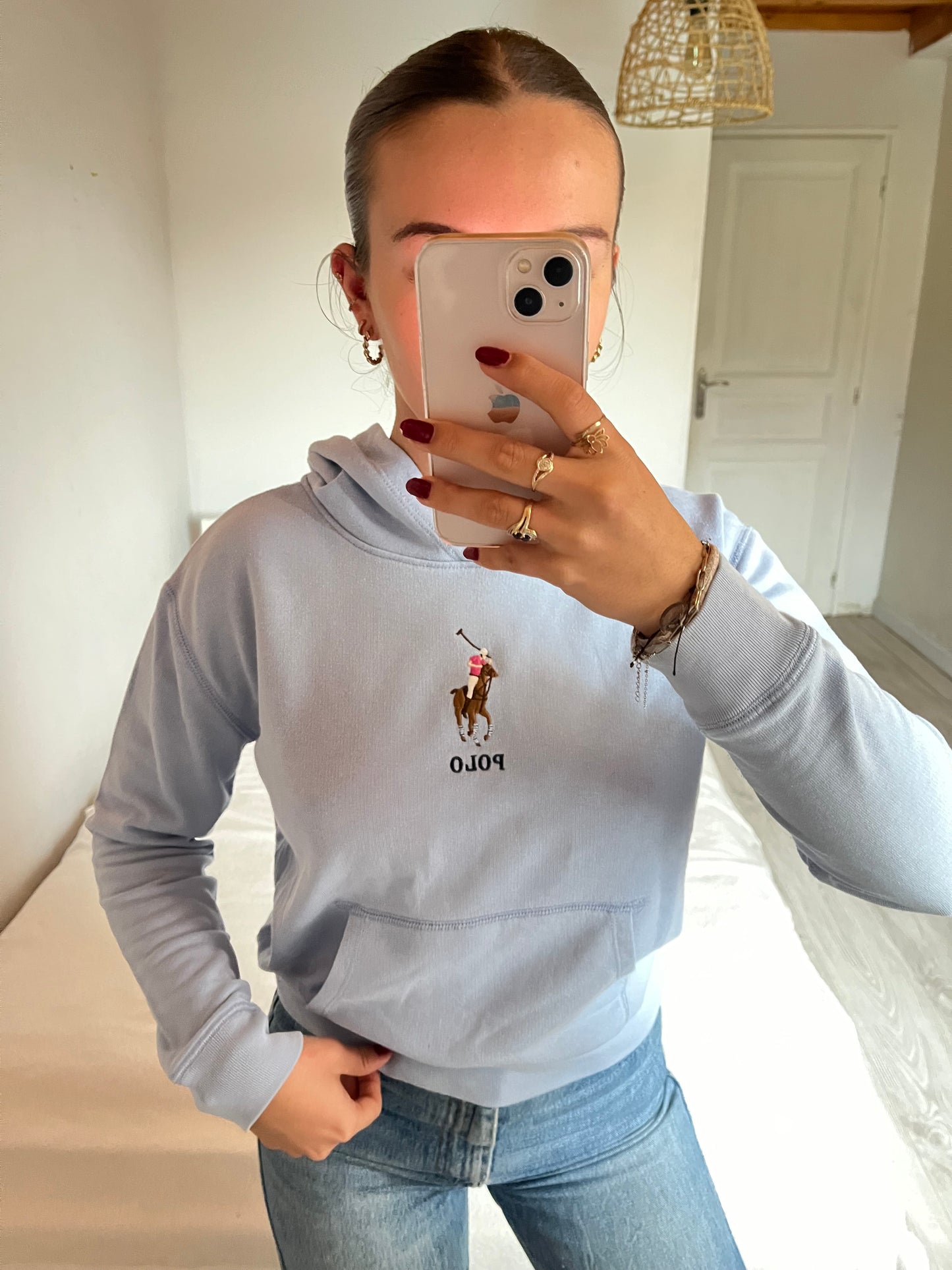 Sweat à capuche bleu pastel - XS