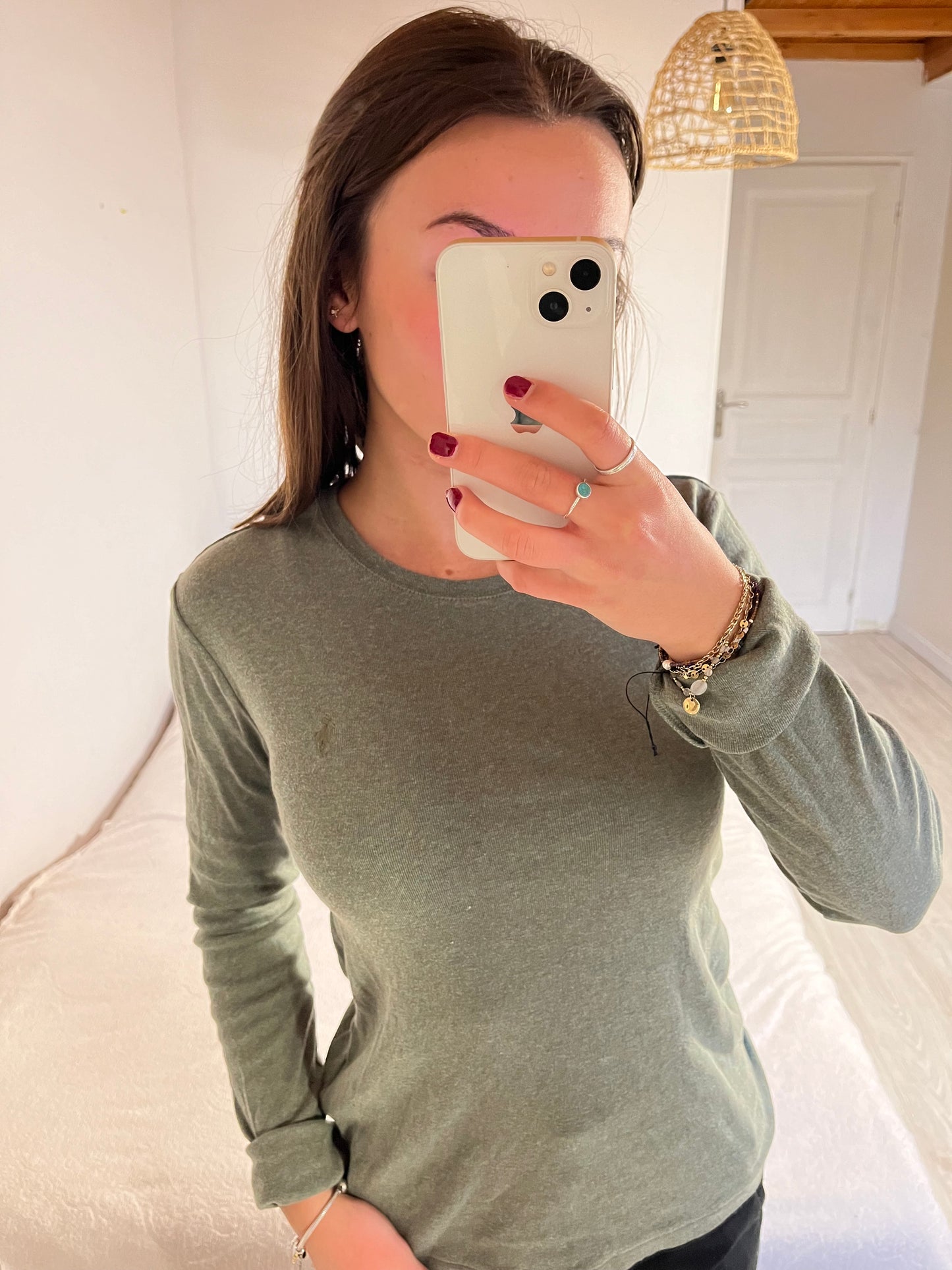 Pull col rond kaki - S