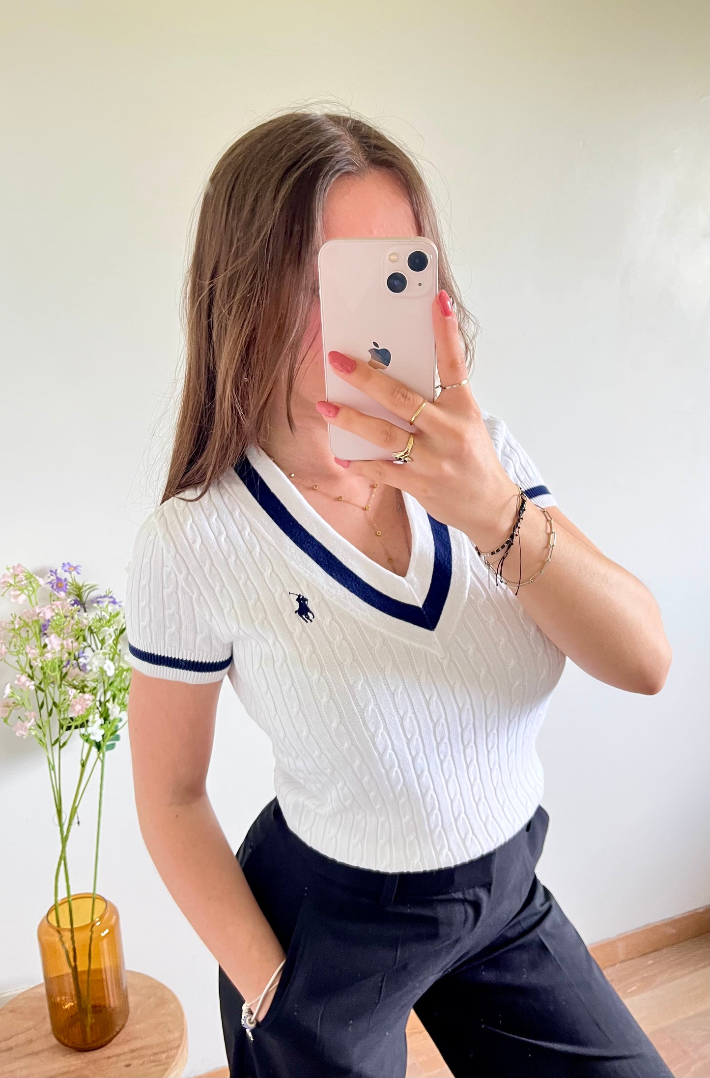 T-shirt torsadé Old School blanc Ralph Lauren - S