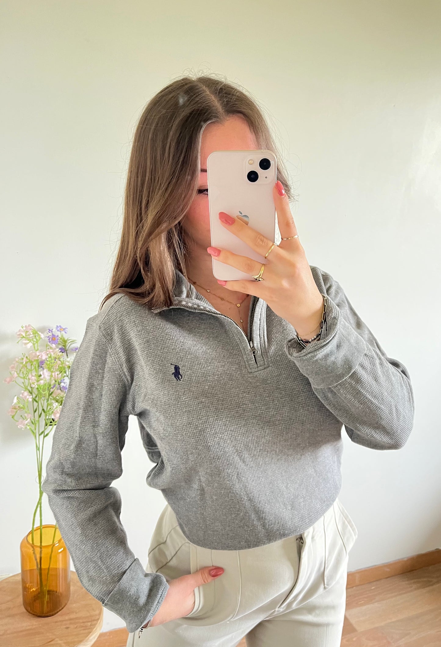 Pull demi-zip gris Ralph Lauren - S