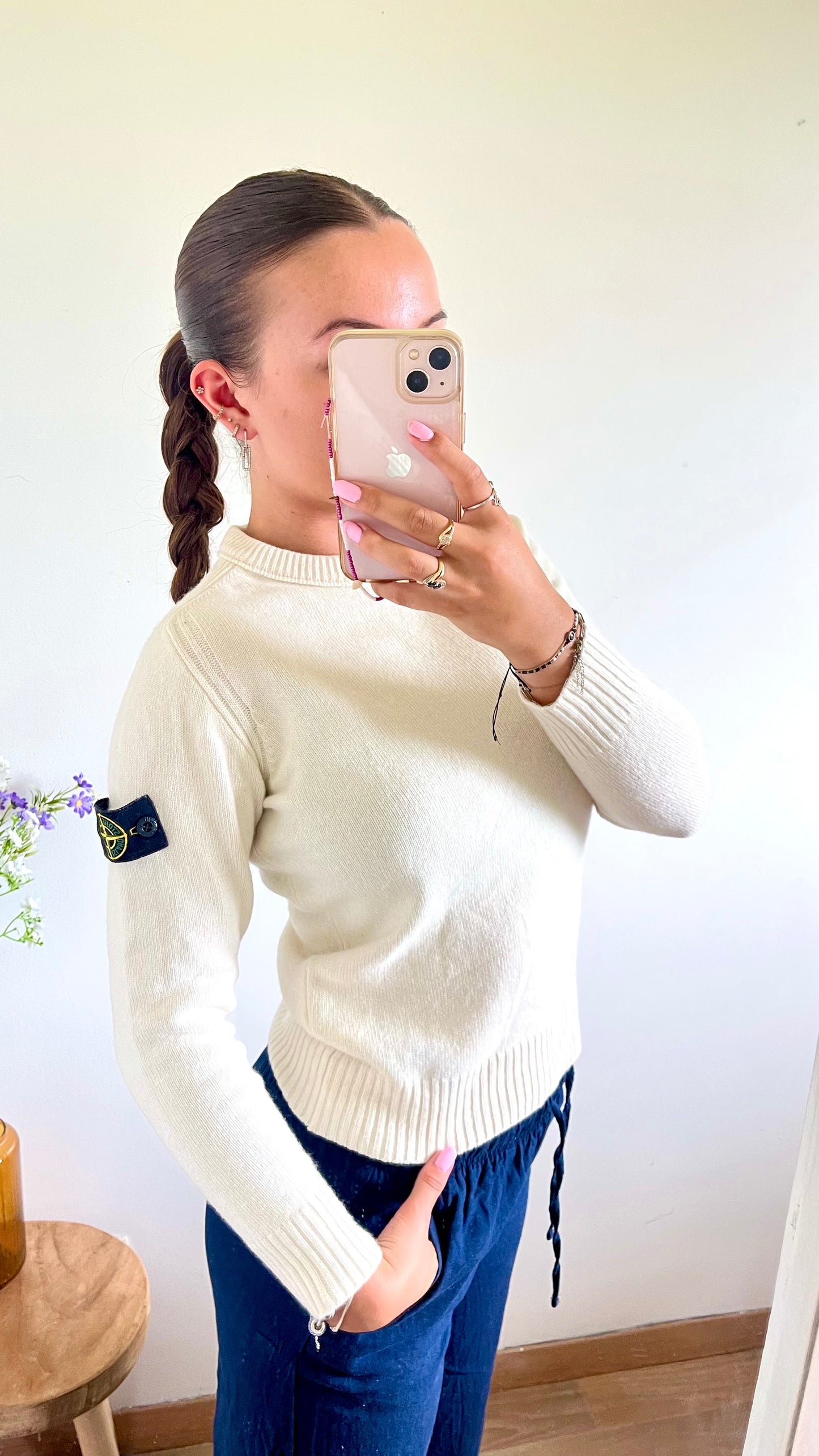 Pull blanc Stone Island - XS