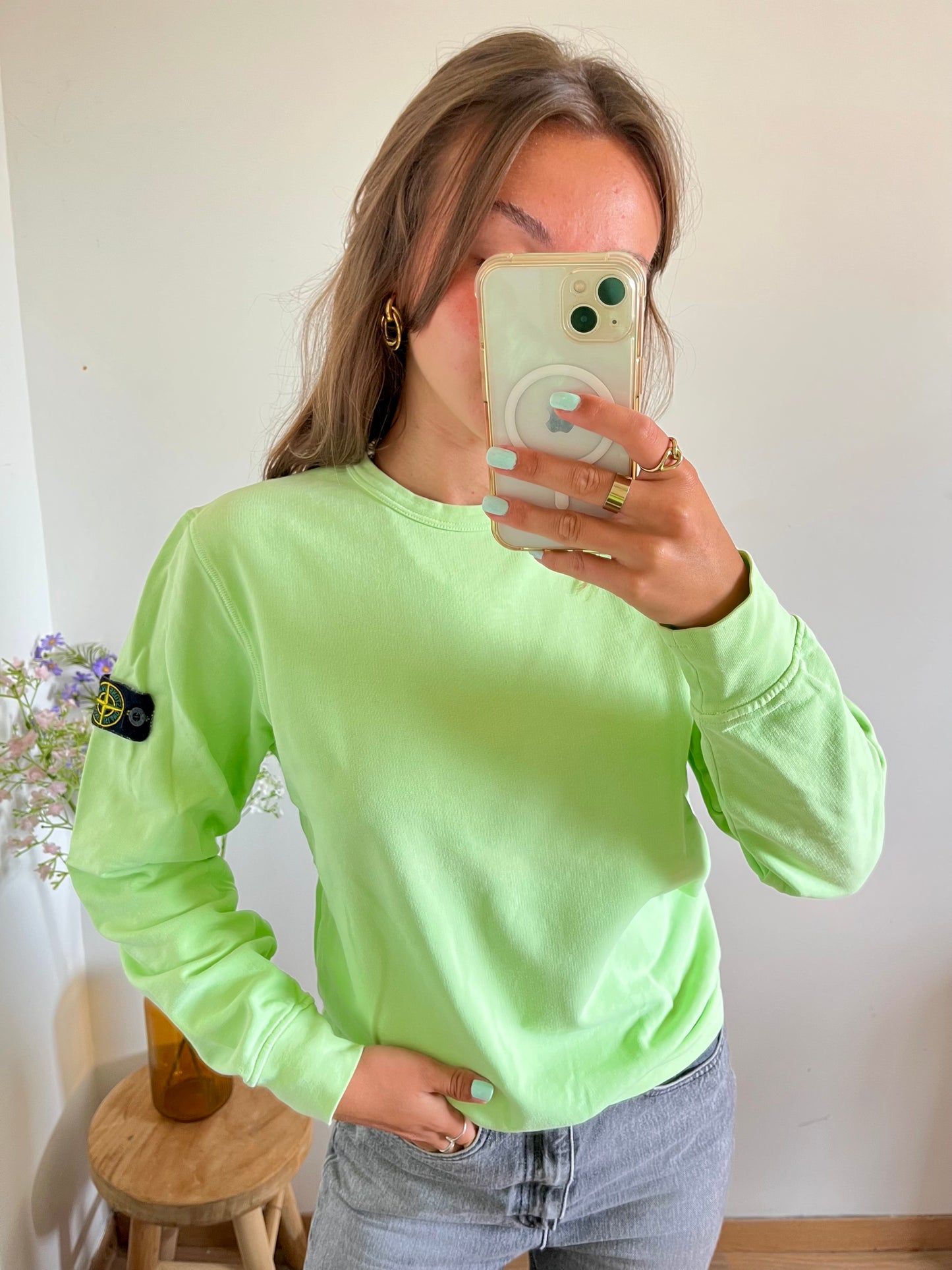 Pull vert pomme Stone Island - S