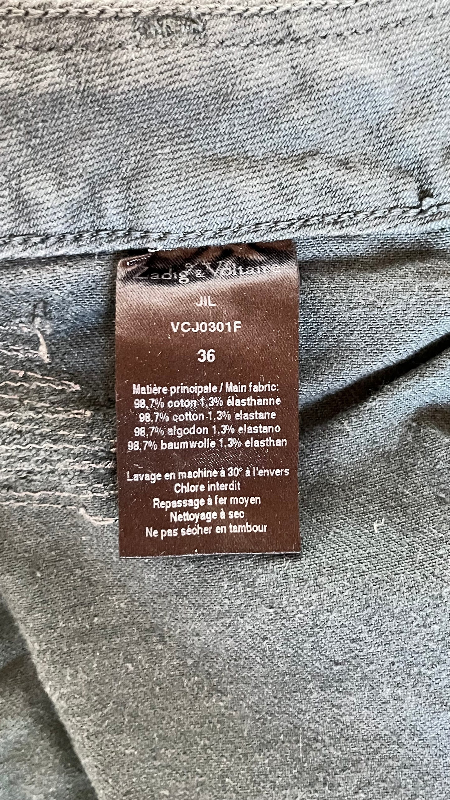 Jupe en jean kaki Zadig & Voltaire - 36