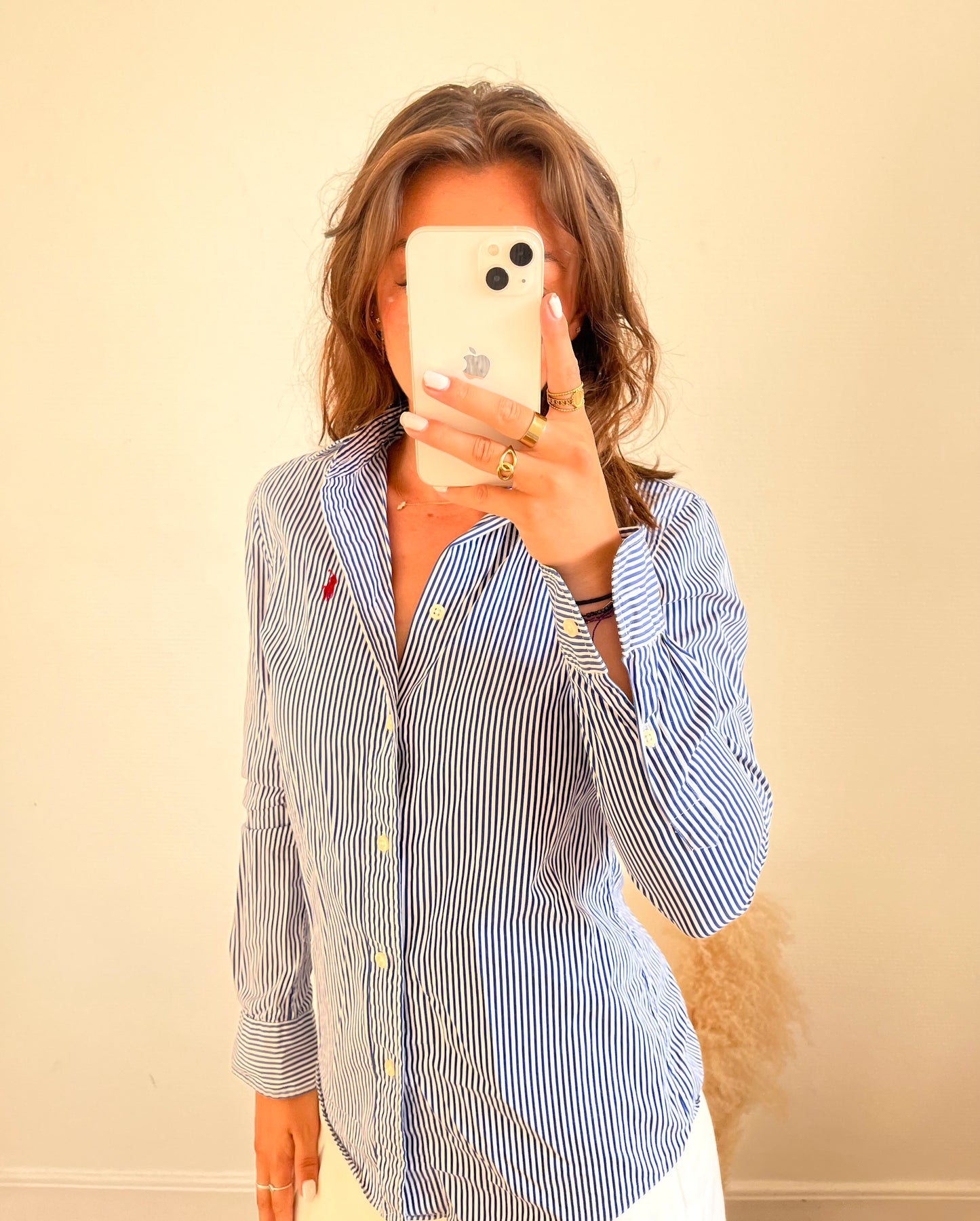 Chemise Ralph Lauren rayée blanche et bleu - S