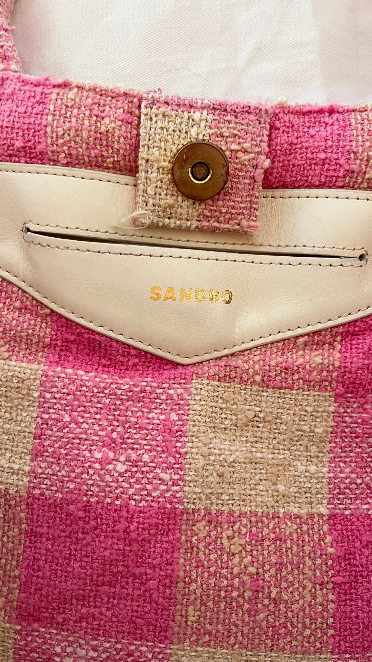 Sac cabas tweed rose Sandro