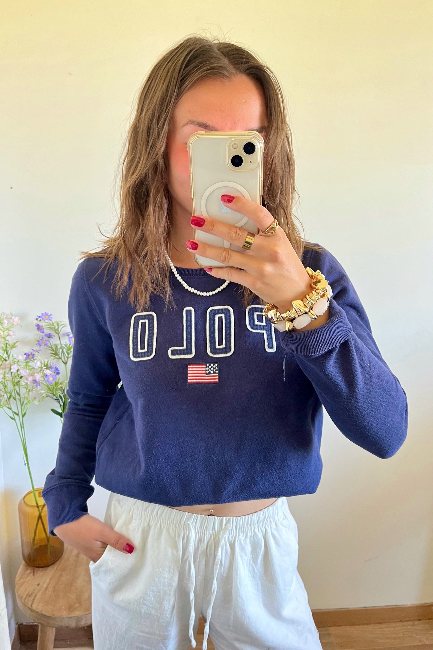 Sweat bleu marine American flag Ralph Lauren - XS