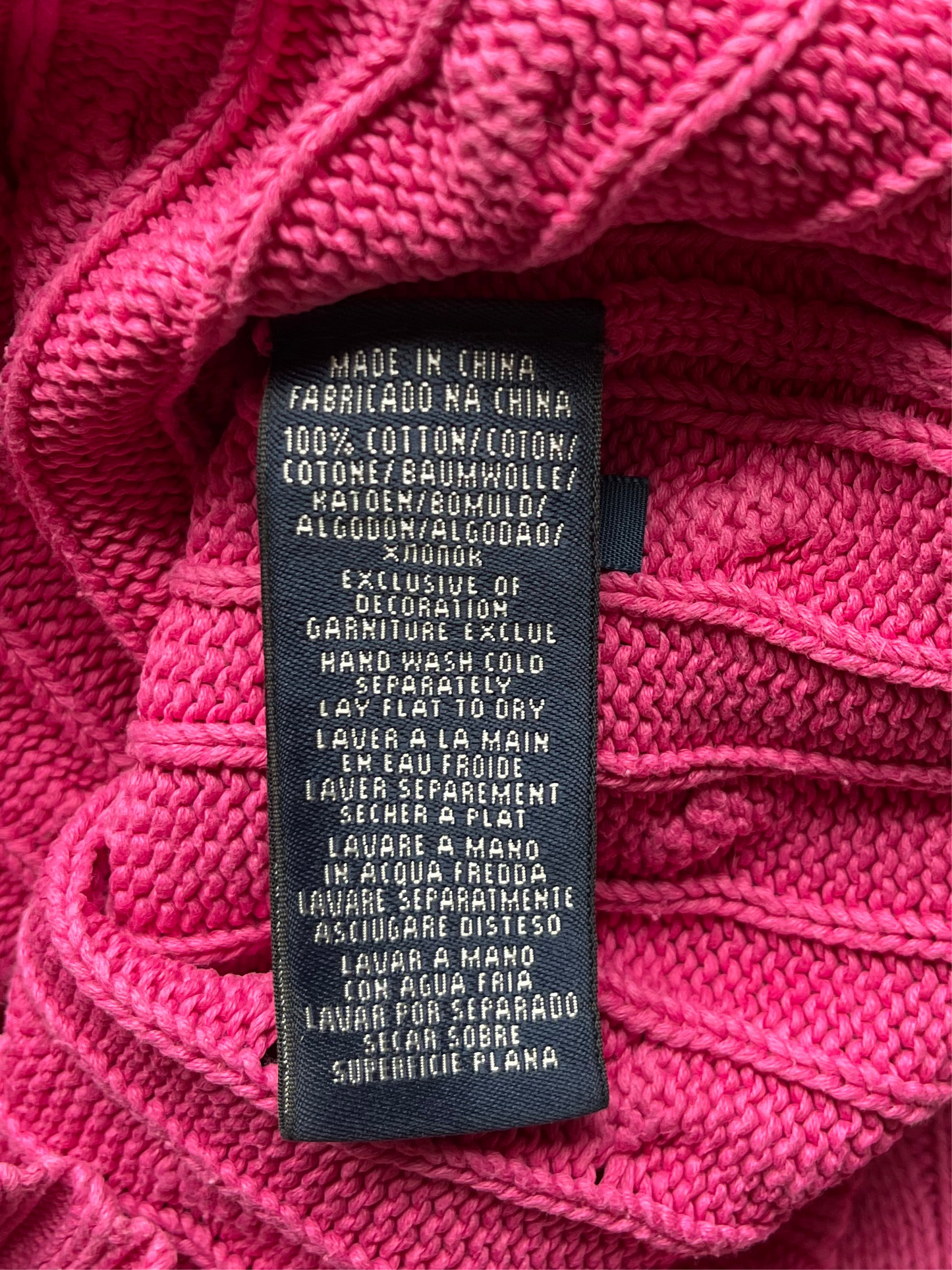 Pull torsadé col V rose Ralph Lauren - M