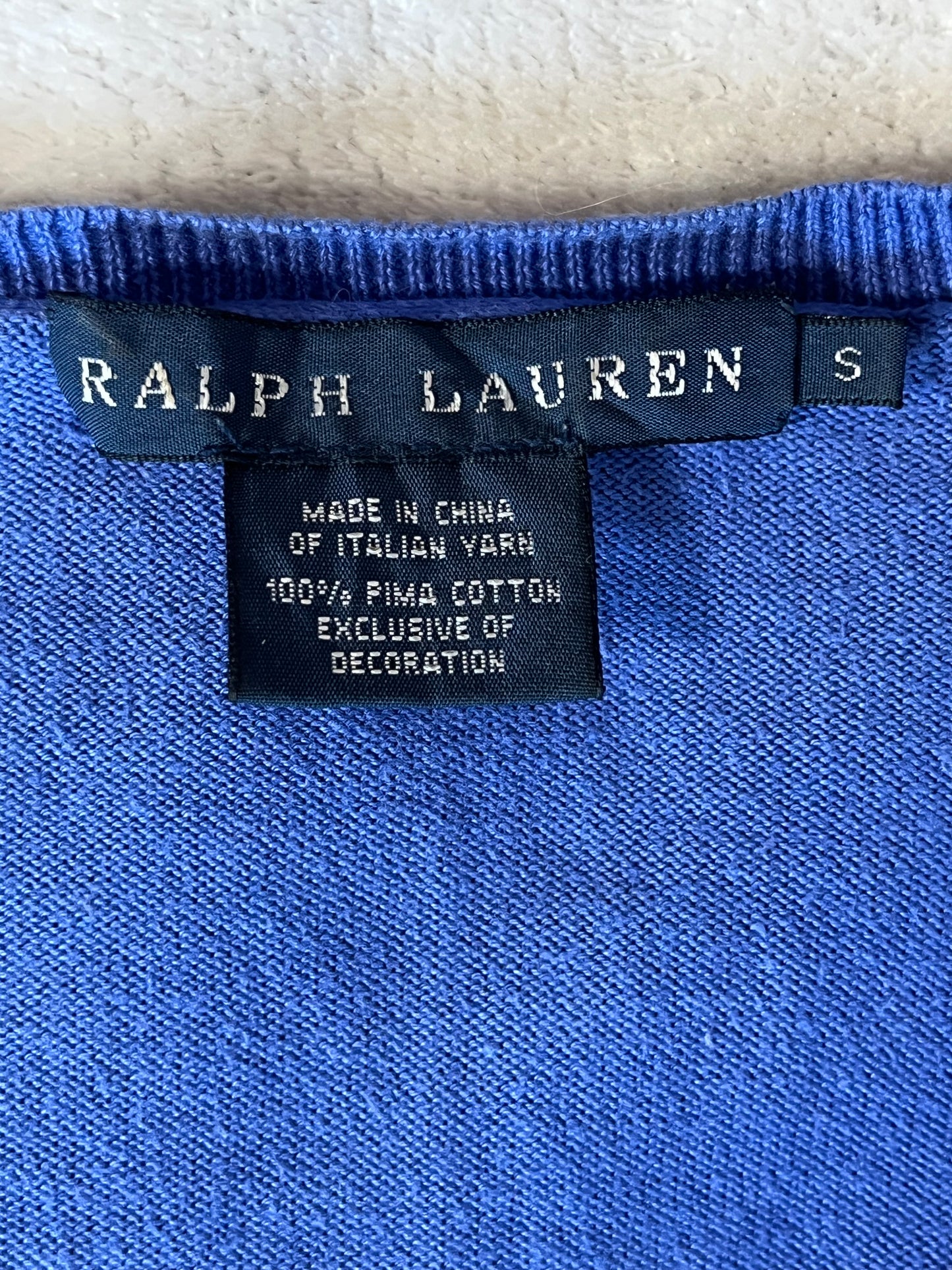 Pull col V bleu Ralph Lauren - S