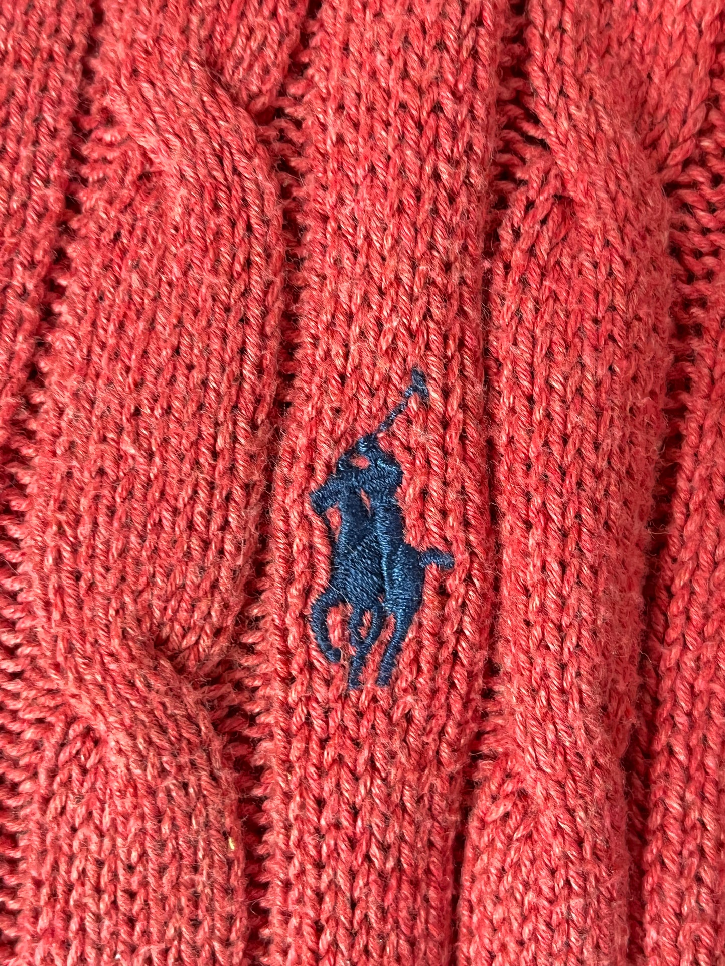 Pull torsadé Ralph Lauren col V rose - L