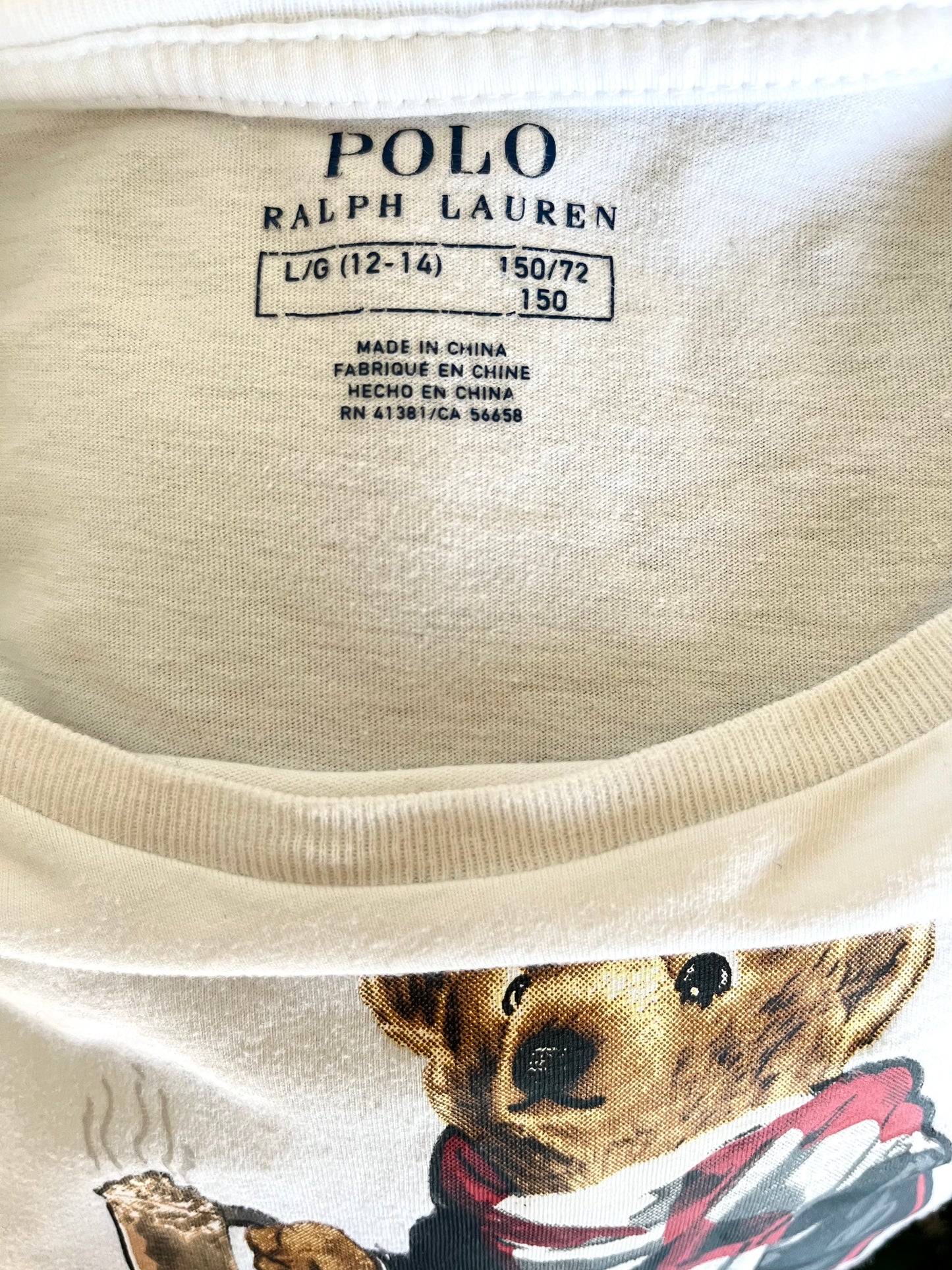T-shirt manches longues blanc nounours - XS