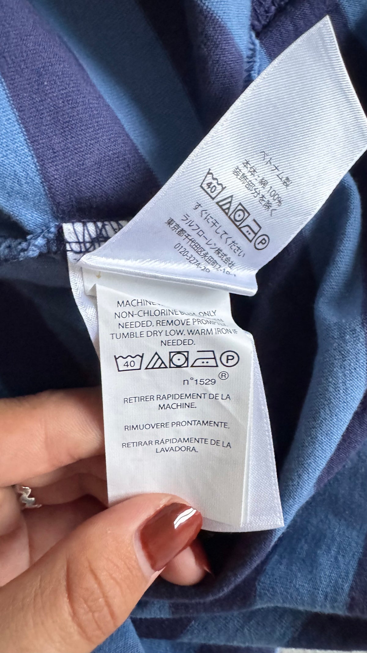 T-shirt bleu à rayures Ralph Lauren - M homme / L femme