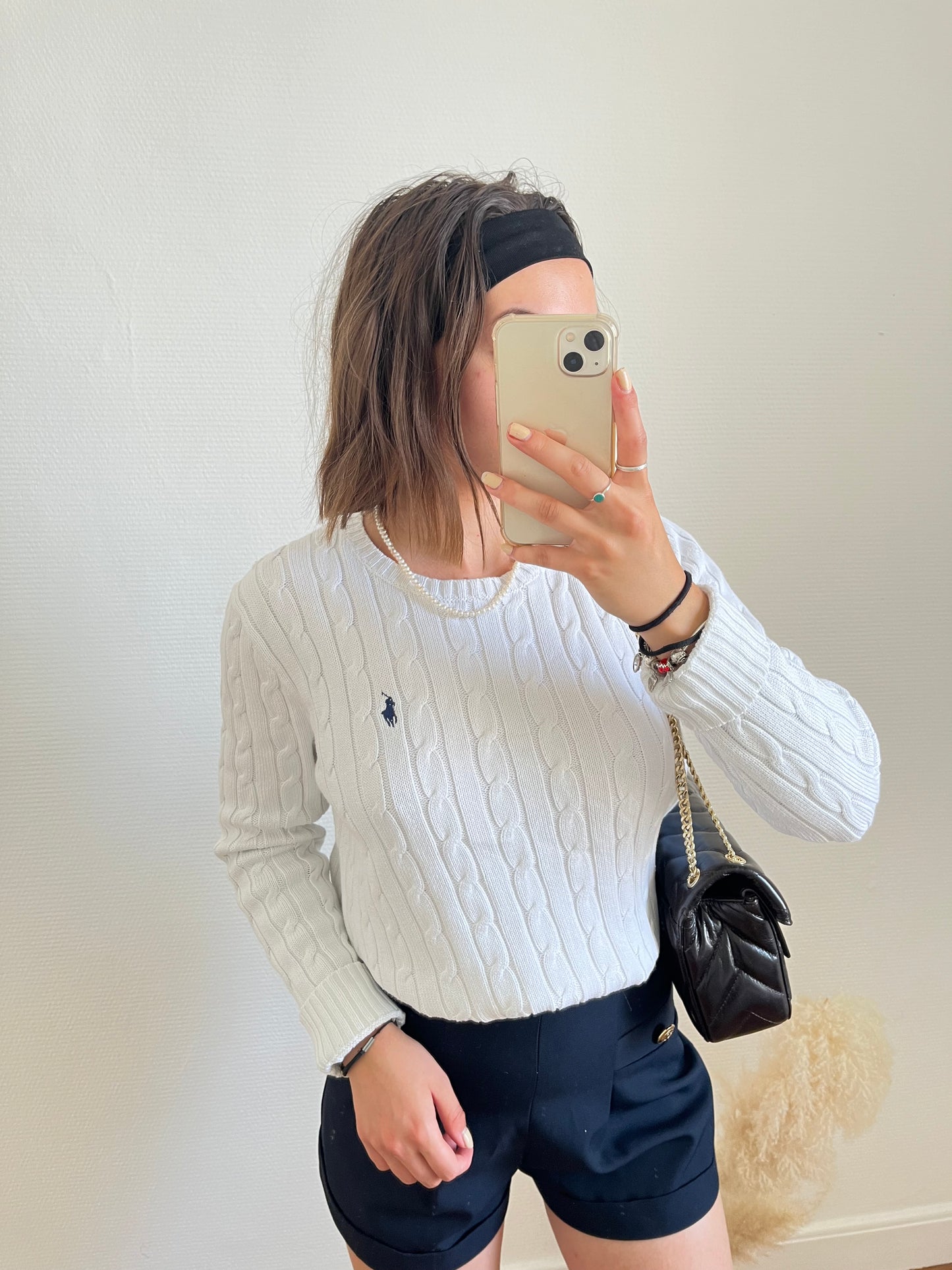 Pull torsadé blanc Ralph Lauren - M