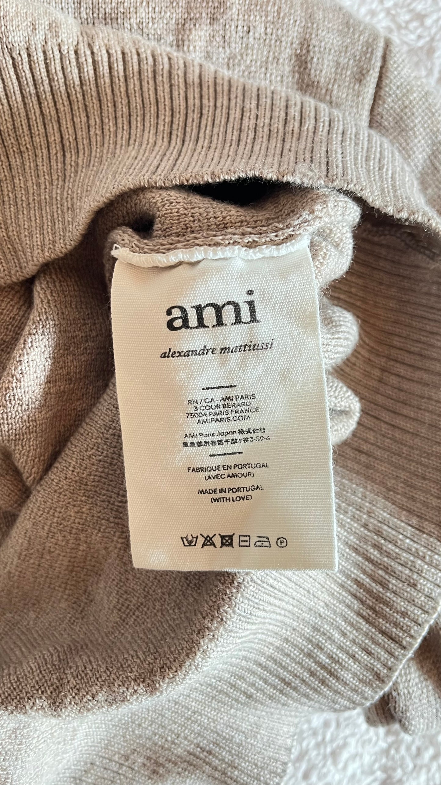 Pull beige laine de mérinos Ami Paris - S