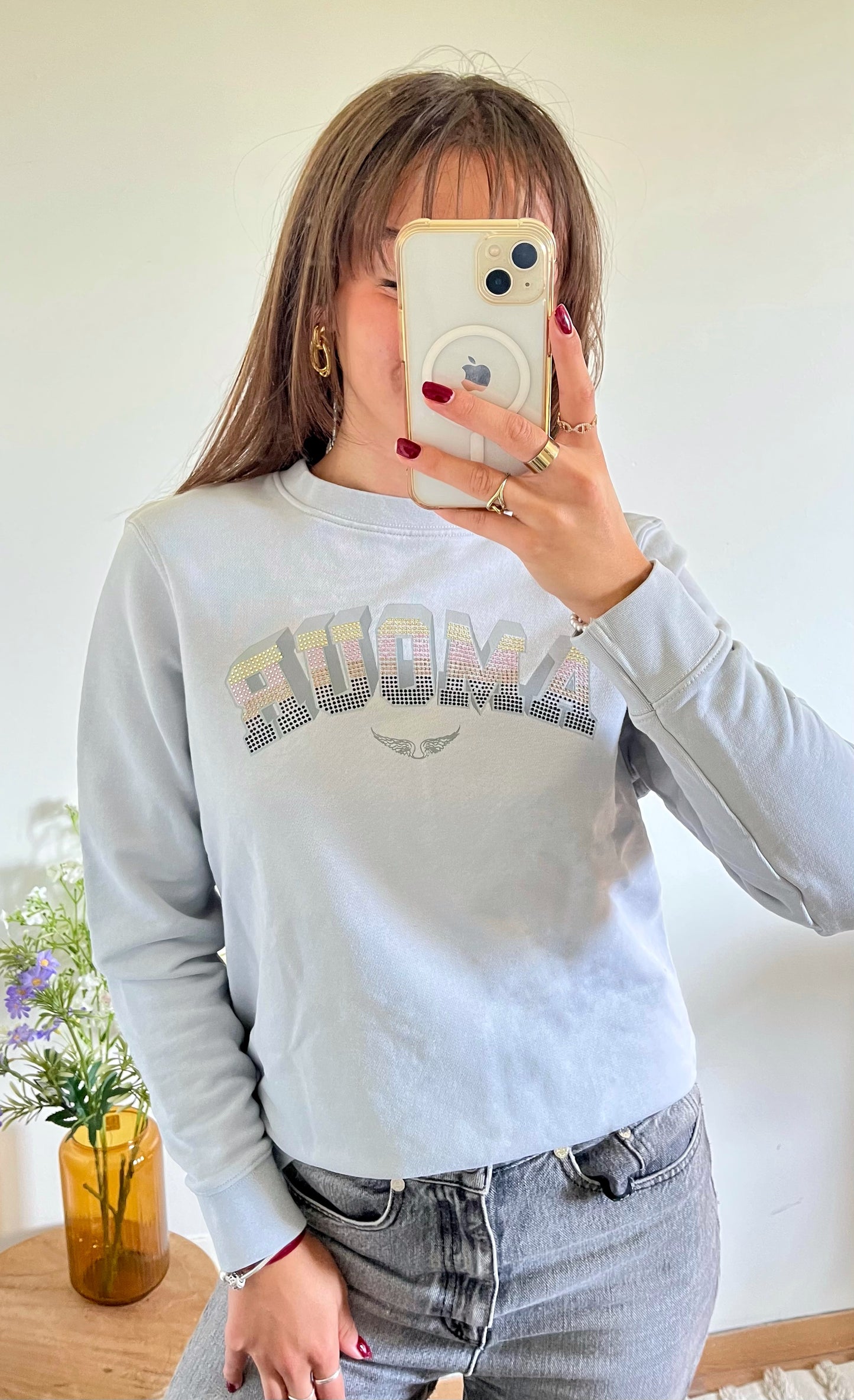 Sweat Zadig & Voltaire gris strass - M