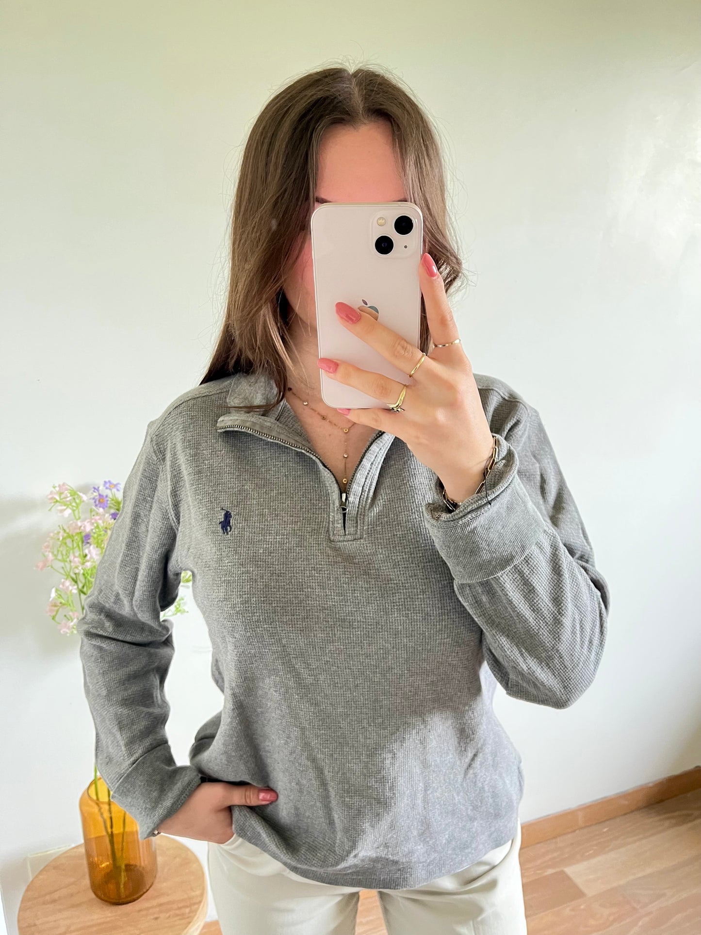 Pull demi-zip gris Ralph Lauren - S