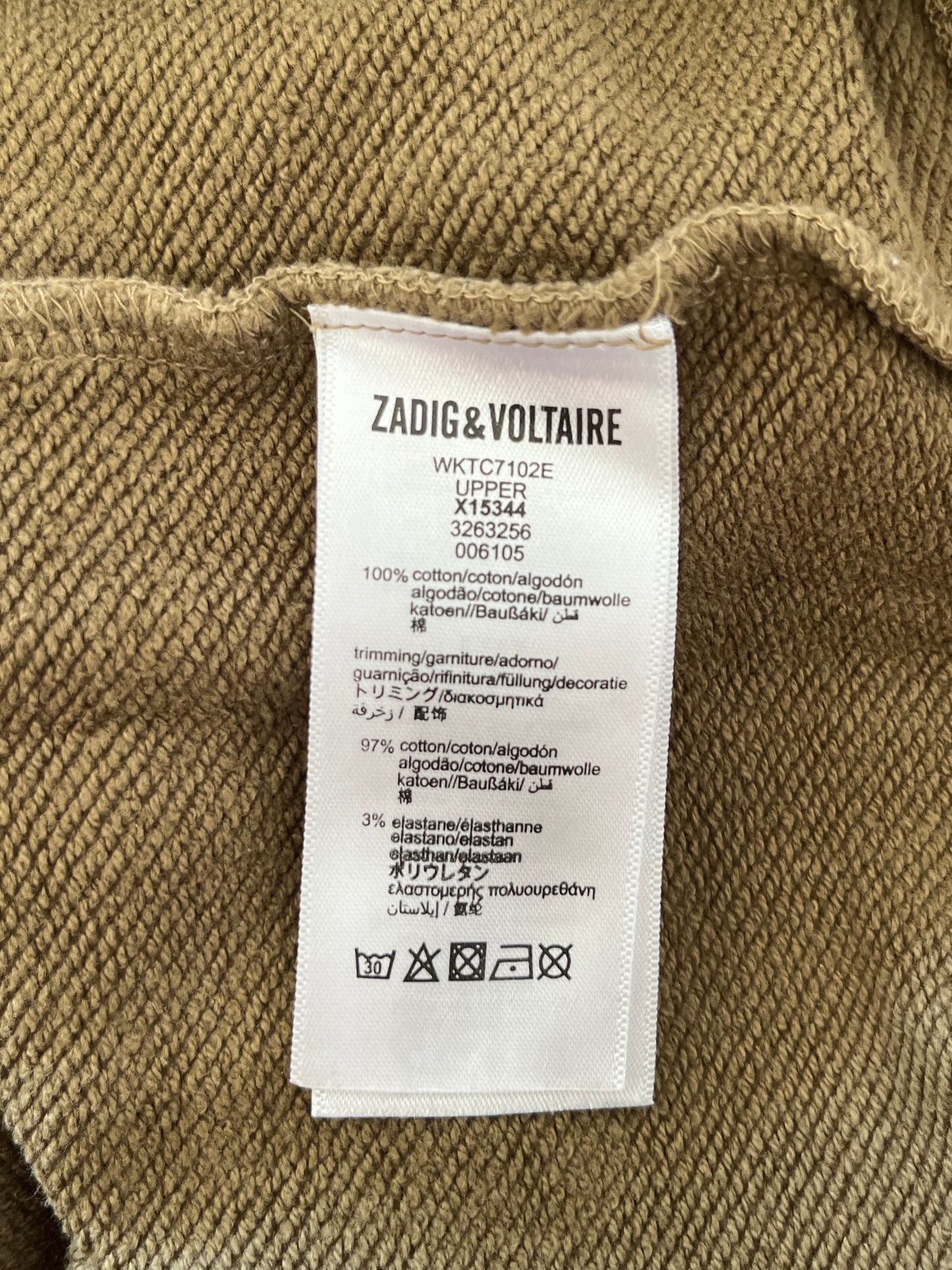 Pull col rond kaki Zadig & Voltaire - XS