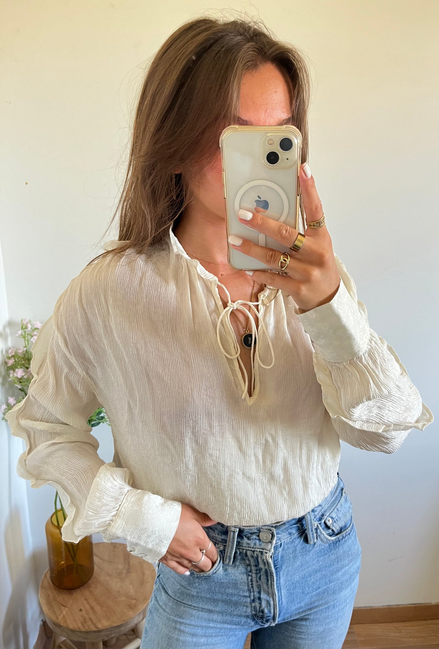 Blouse en soi légère beige The Kooples - M