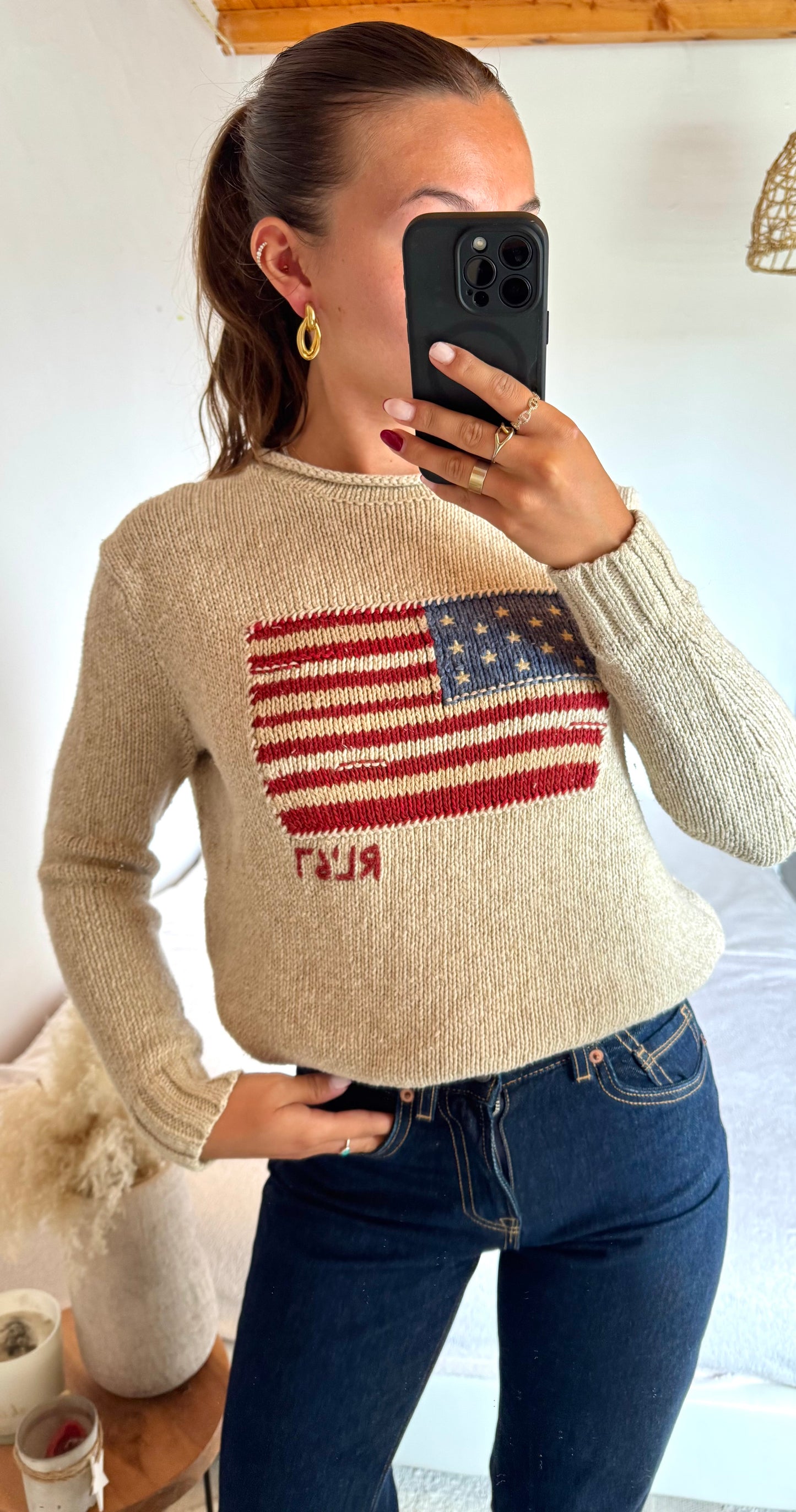Pull American Flag lin et coton Ralph Lauren - S