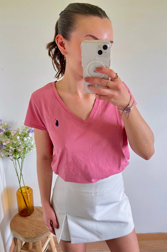 T-shirt col V rose Ralph Lauren - S