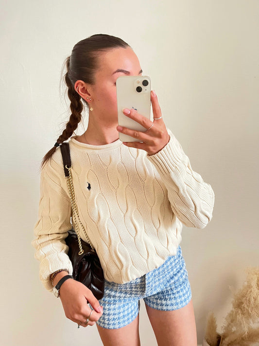 Pull torsadé blanc Ralph Lauren - S
