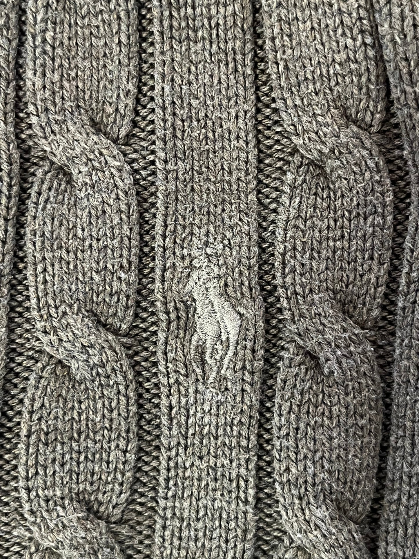 Pull col V torsadé kaki Ralph Lauren - S