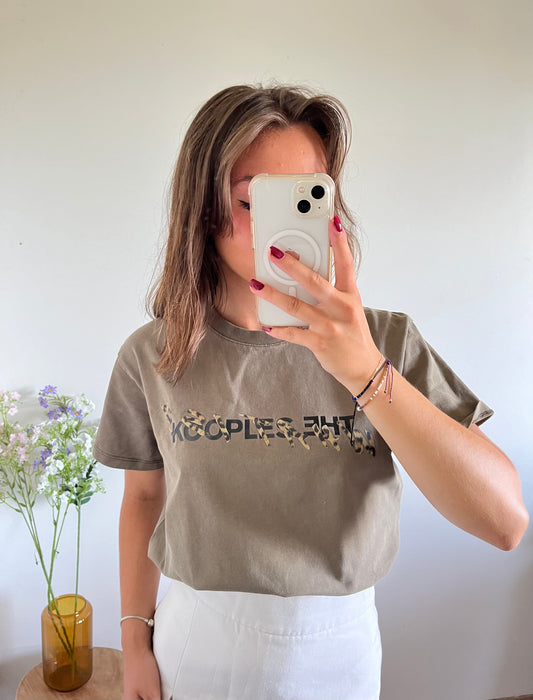 T-shirt kaki leopard The Kooples - L