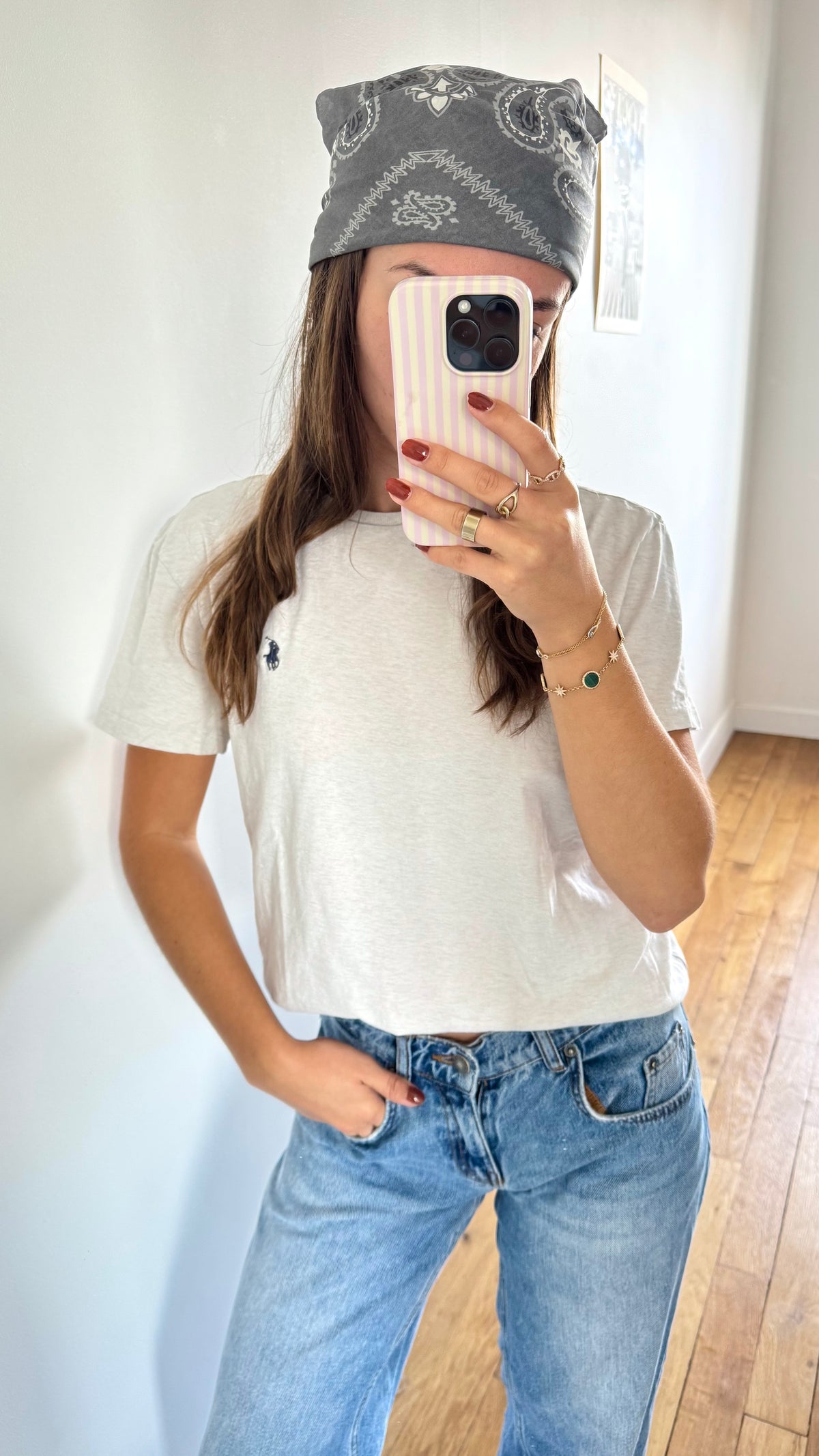 T-shirt col rond gris clair Ralph Lauren - S